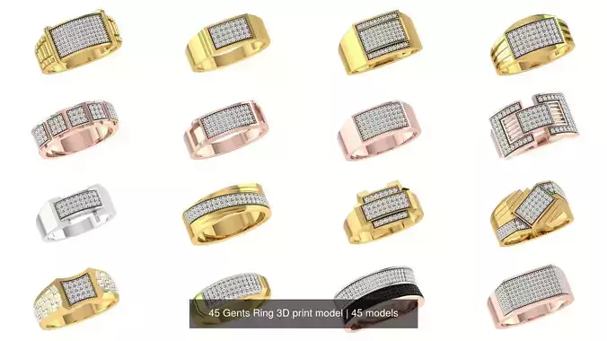 45 Gents Ring 3D print model 3D Model Collection