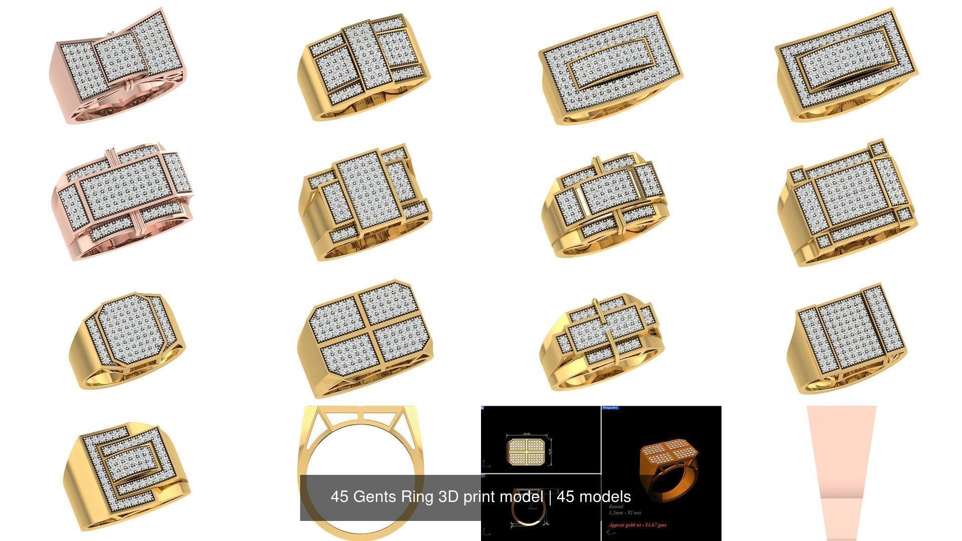 45 Gents Ring 3D print model 3D Model Collection_4