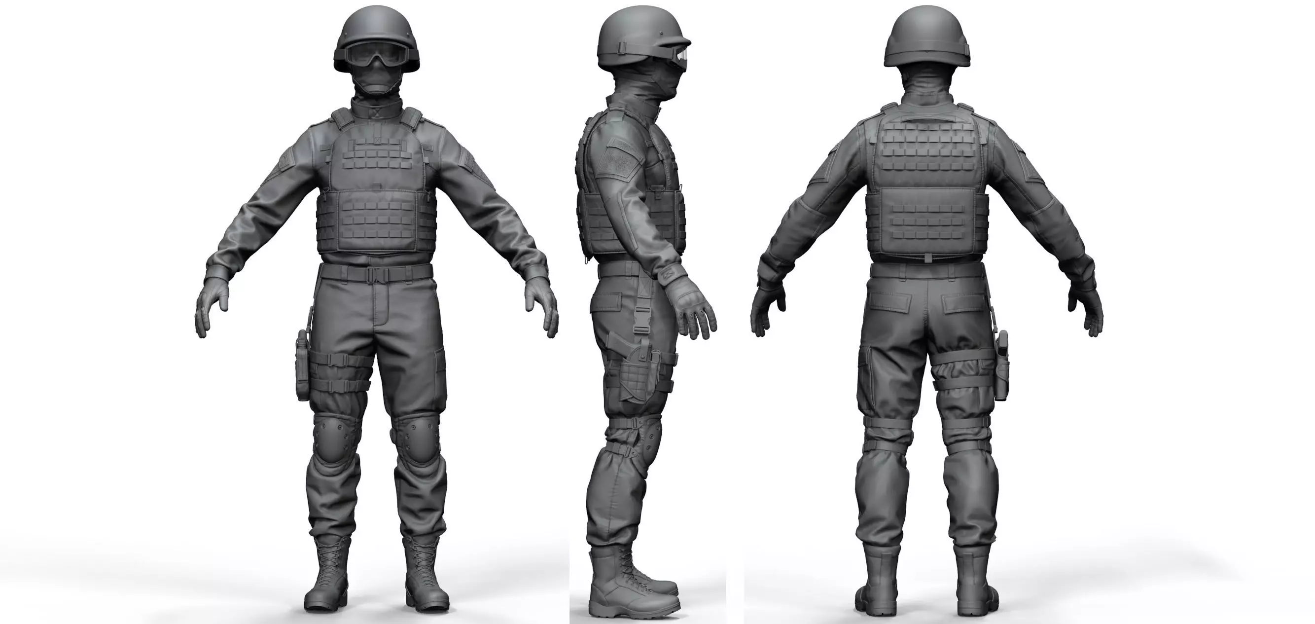 Special Forces Soldier Set1 - High Poly 3D model_0