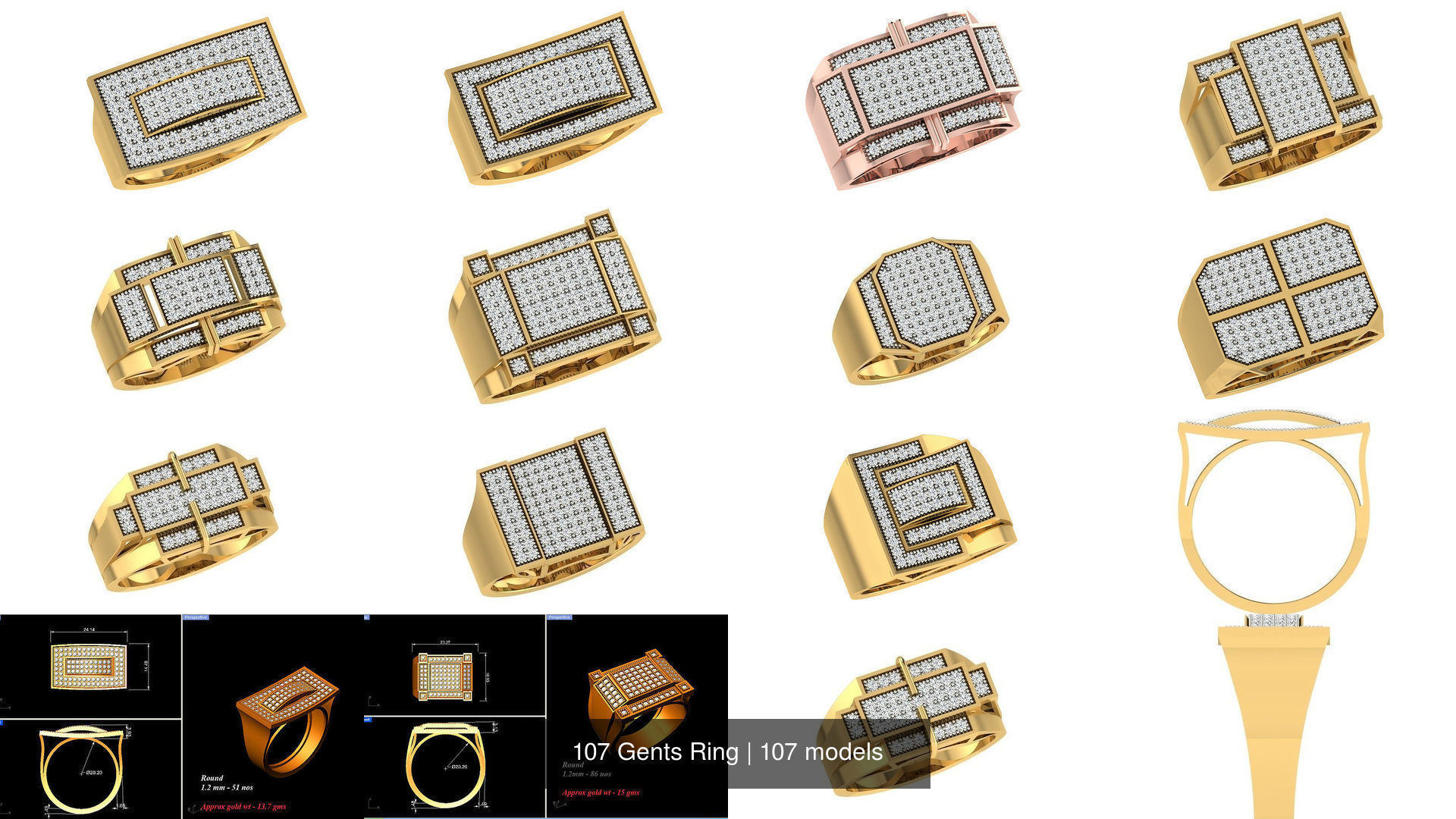 107 Gents Ring 3D Model Collection_12