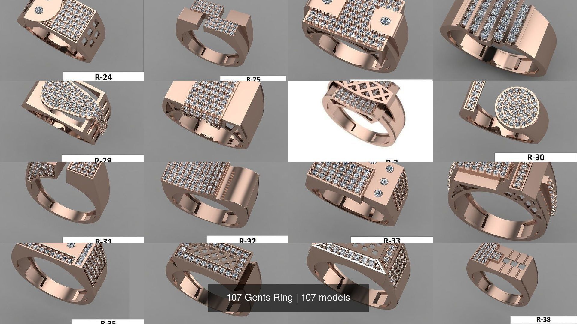 107 Gents Ring 3D Model Collection_2