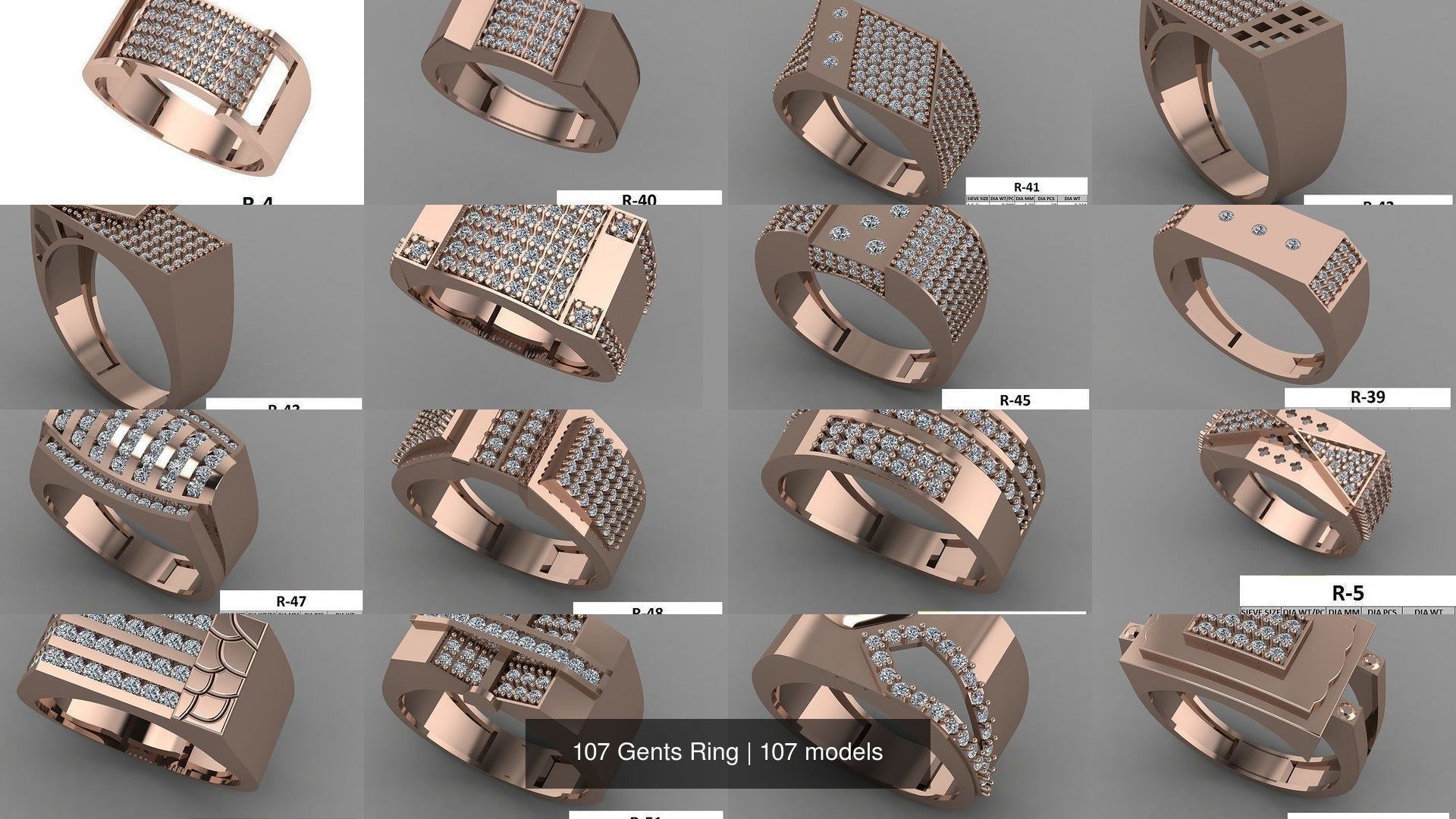 107 Gents Ring 3D Model Collection_4