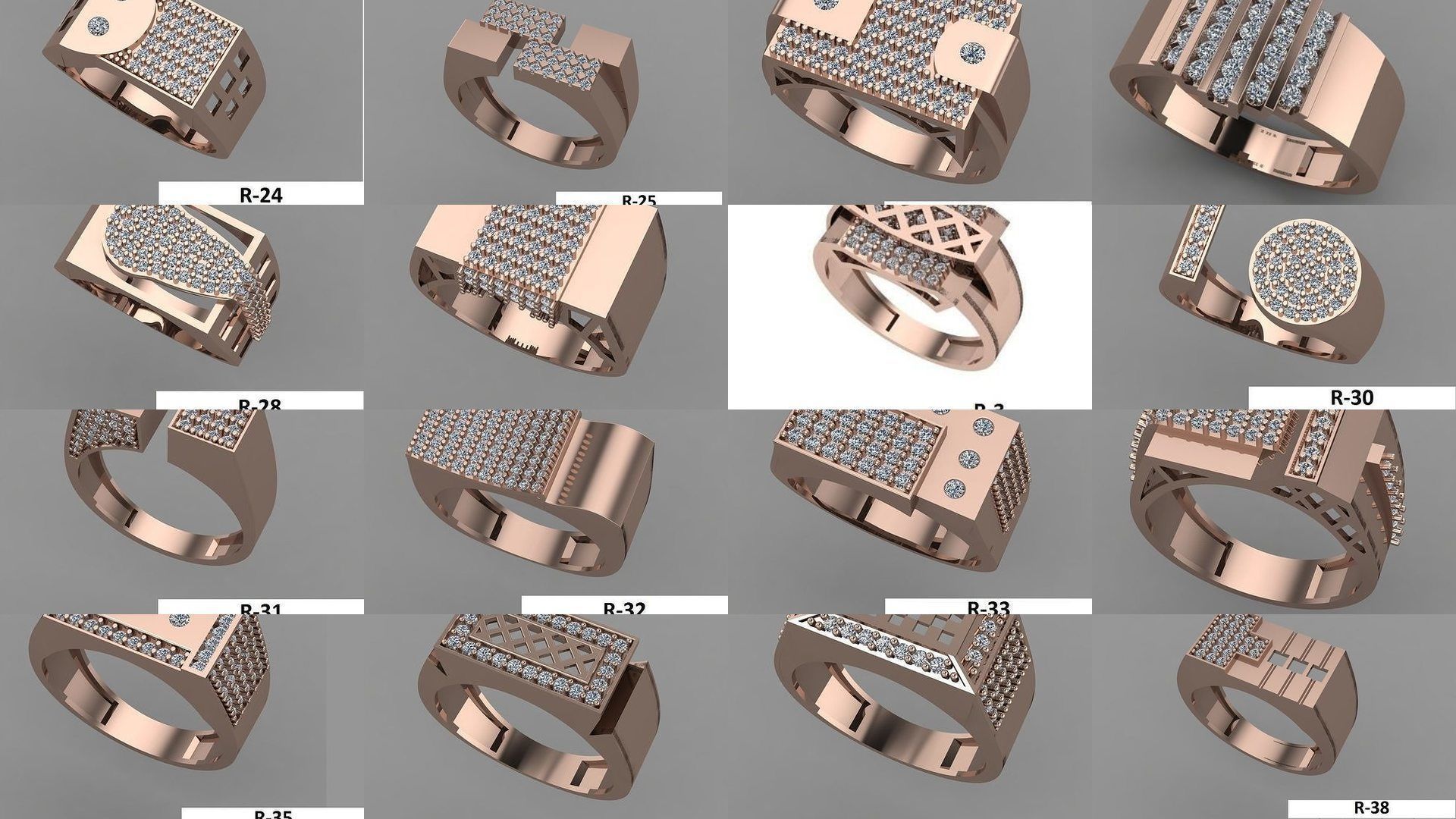 107 Gents Ring 3D Model Collection_1