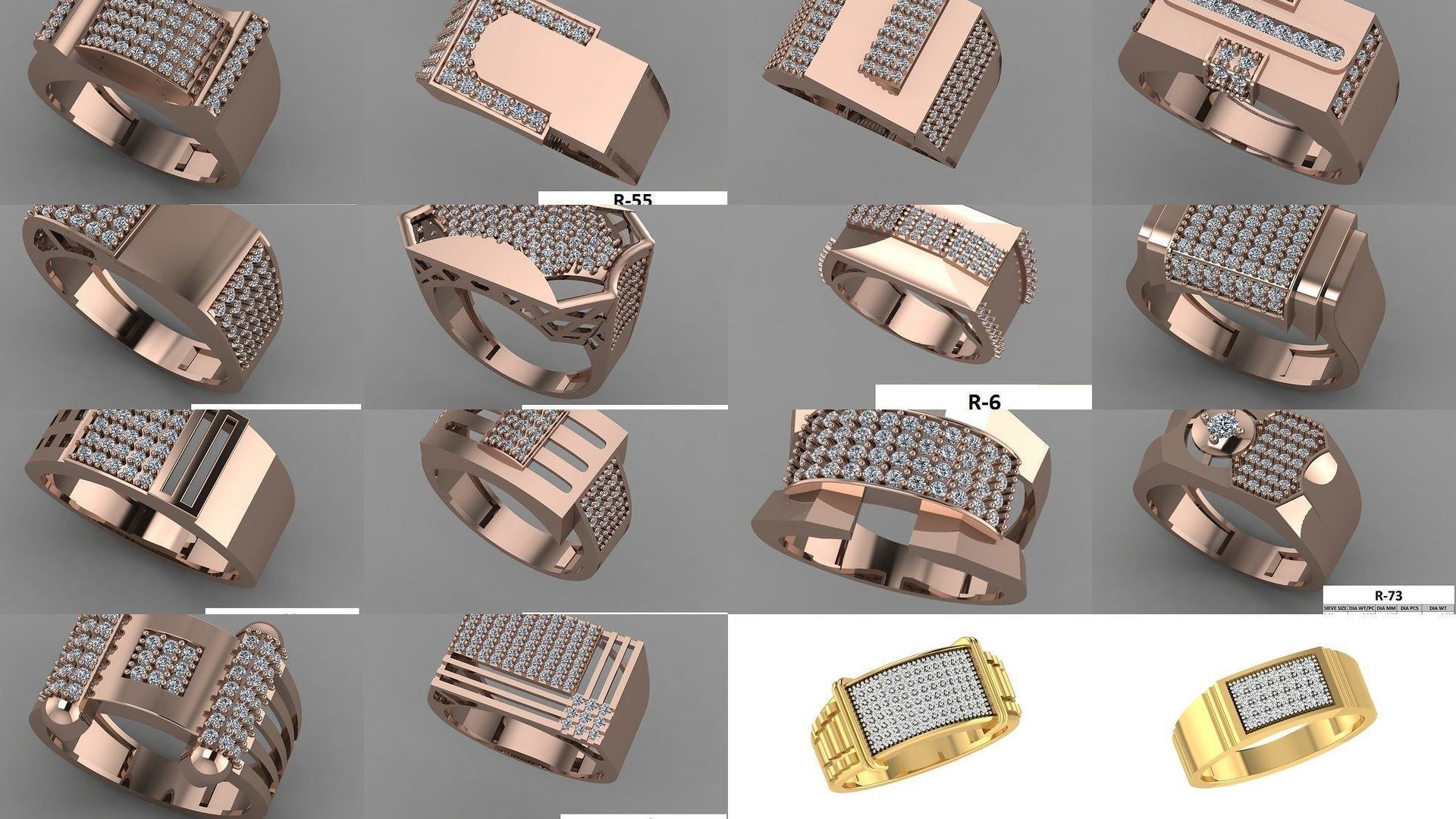 107 Gents Ring 3D Model Collection_5