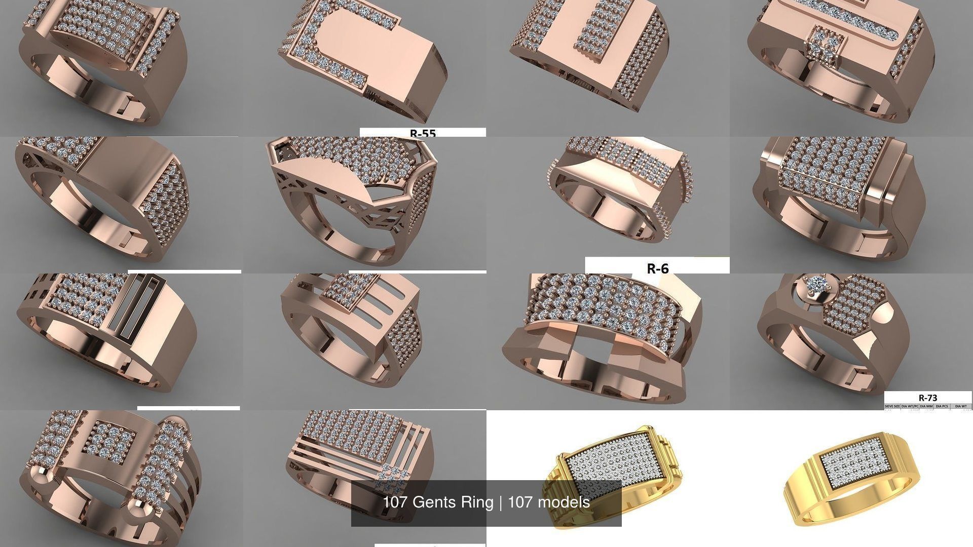 107 Gents Ring 3D Model Collection_6