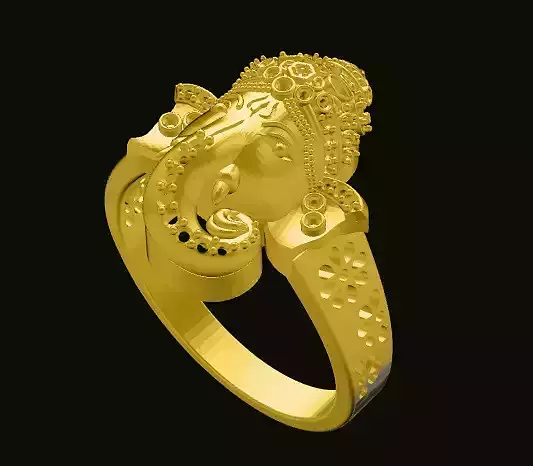 ganesh gold ring with elephant head 3D print model
