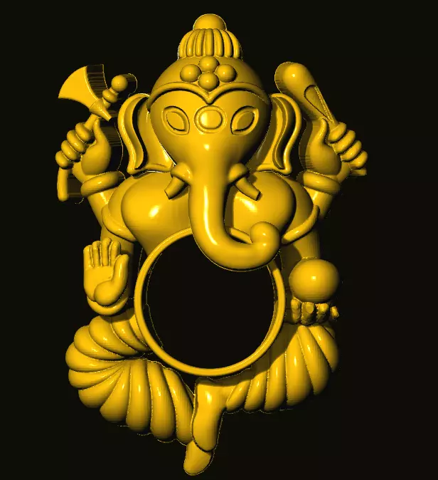 ganesh golden statue of lord ganesha 3D print model_0