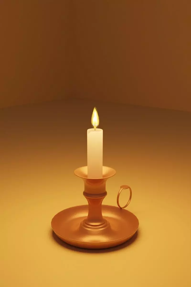 Candle holder with animated lit candle Free low-poly 3D model