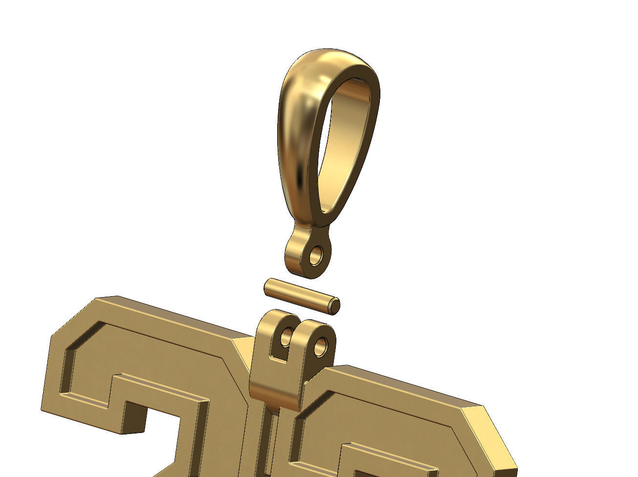 22 twenty two number pendant with bail 3D print model_4
