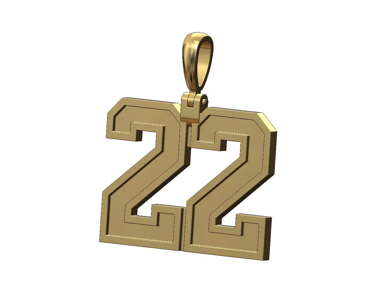 22 twenty two number pendant with bail 3D print model_0