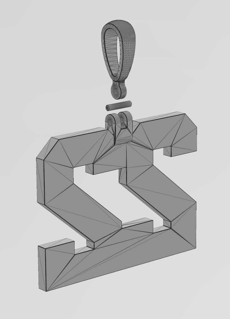 22 twenty two number pendant with bail 3D print model_13