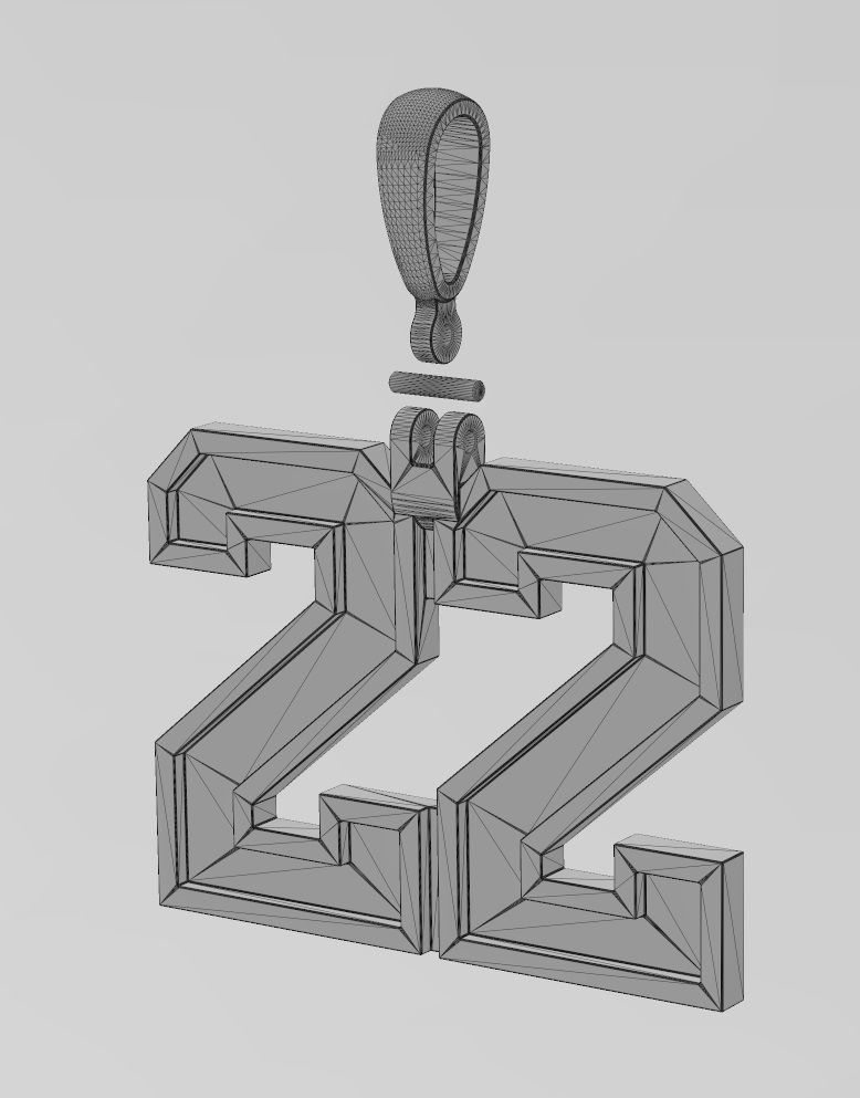 22 twenty two number pendant with bail 3D print model_12