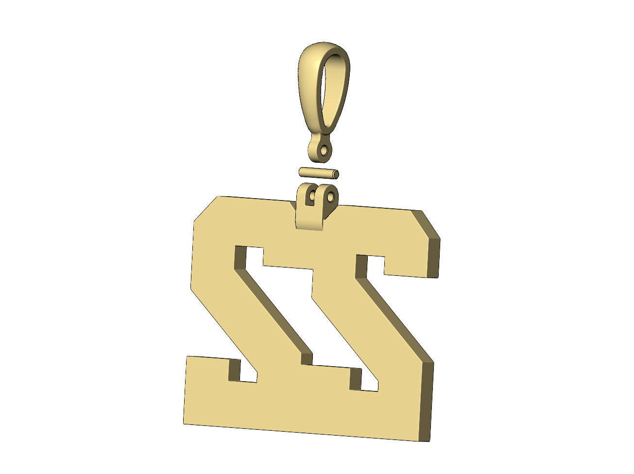22 twenty two number pendant with bail 3D print model_10
