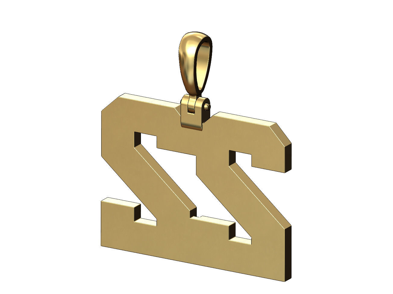 22 twenty two number pendant with bail 3D print model_2