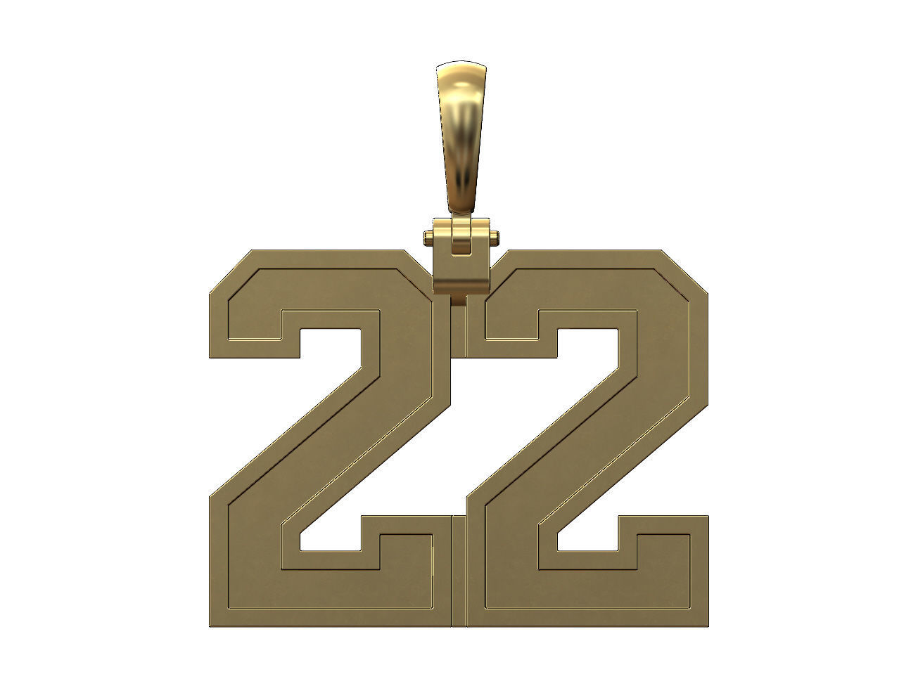22 twenty two number pendant with bail 3D print model_1