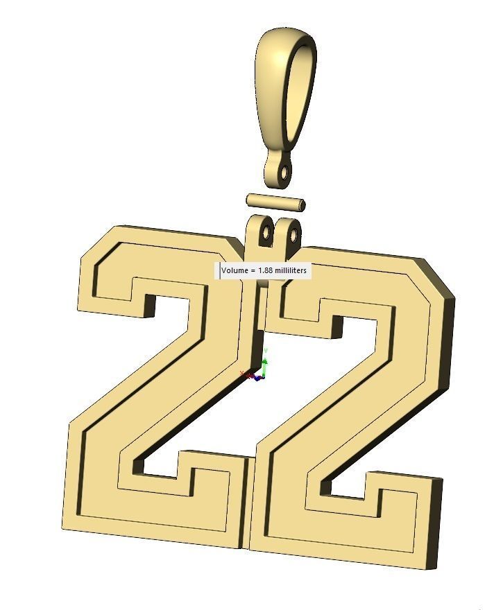 22 twenty two number pendant with bail 3D print model_15