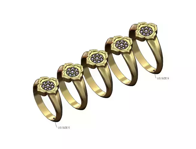 Diamond cluster ornamental floral ring US sizes 5to9