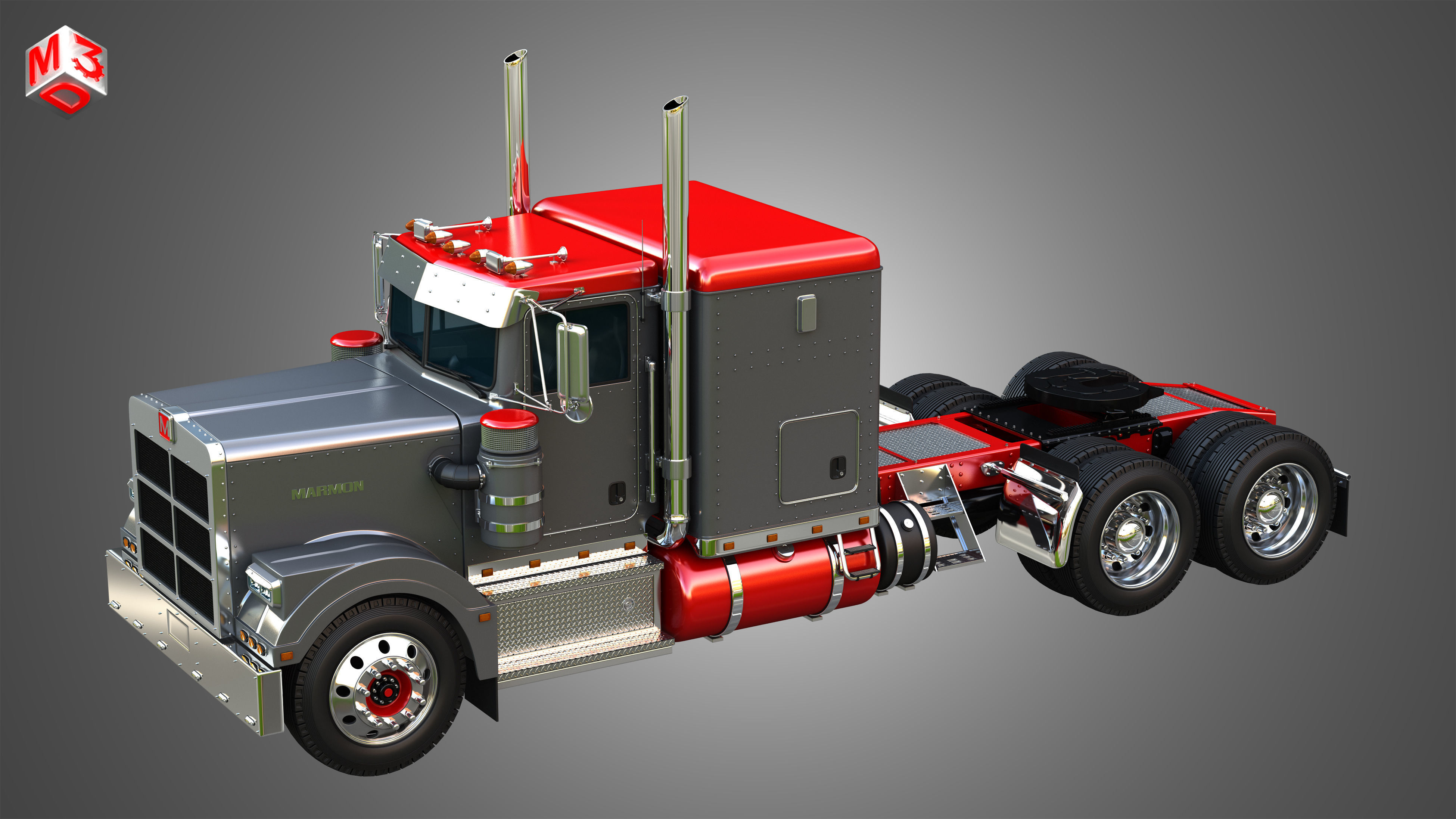 57P Semi Truck - Low Roof Sleeper Truck - Modified Version 3D model_10