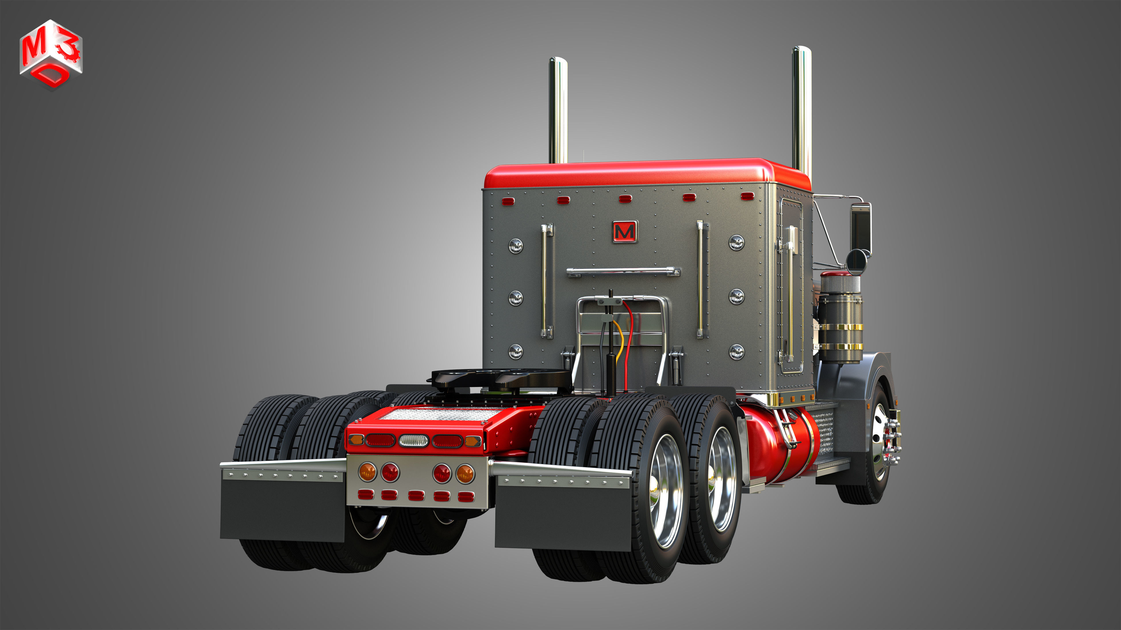 57P Semi Truck - Low Roof Sleeper Truck - Modified Version 3D model_15