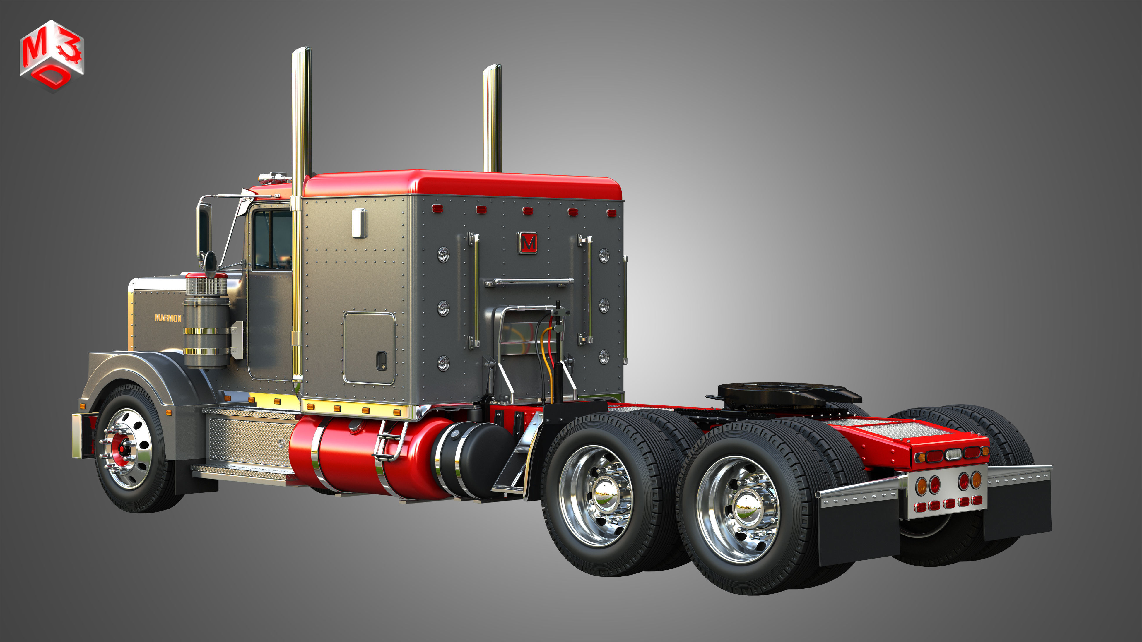57P Semi Truck - Low Roof Sleeper Truck - Modified Version 3D model_3