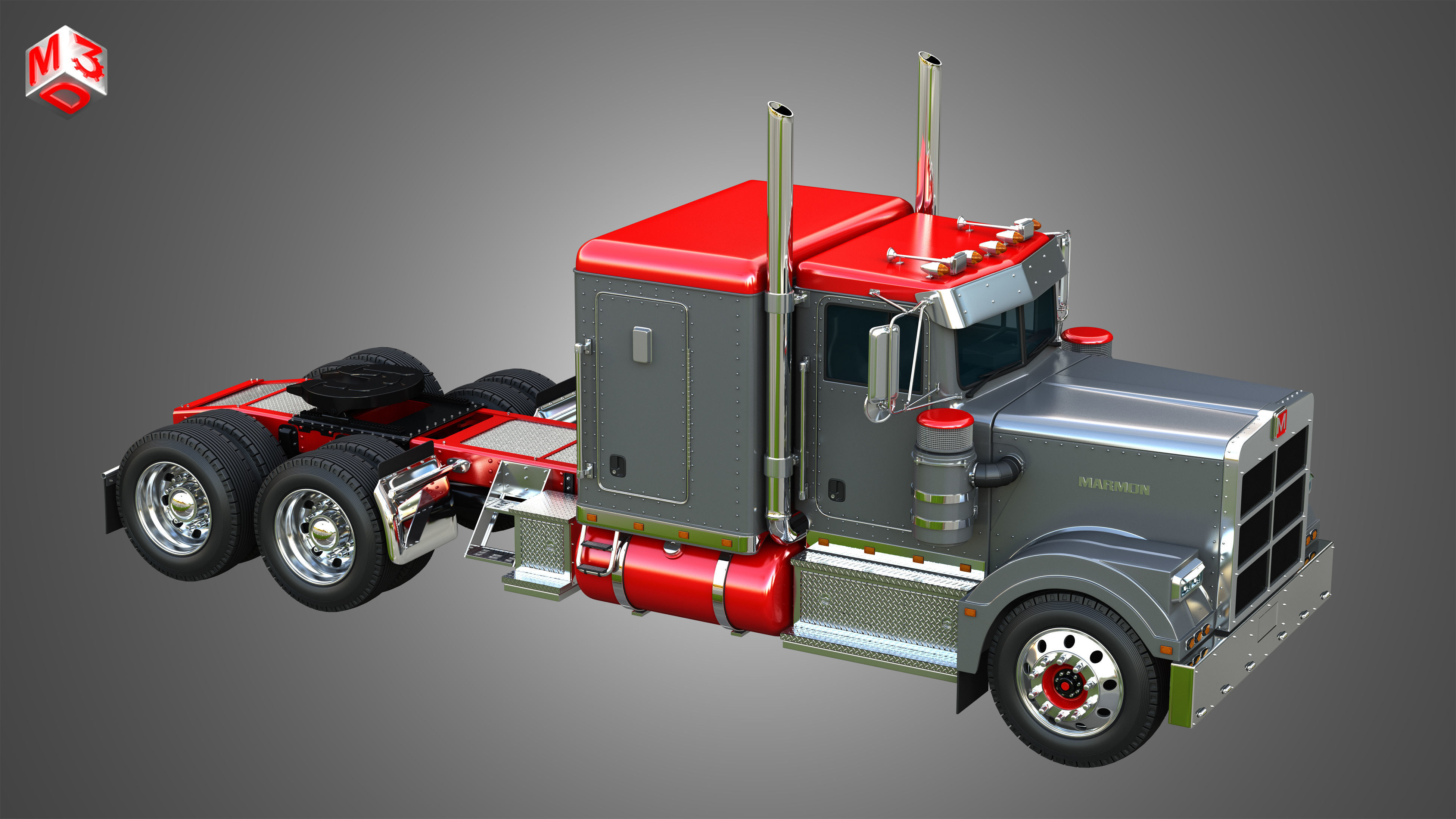 57P Semi Truck - Low Roof Sleeper Truck - Modified Version 3D model_12