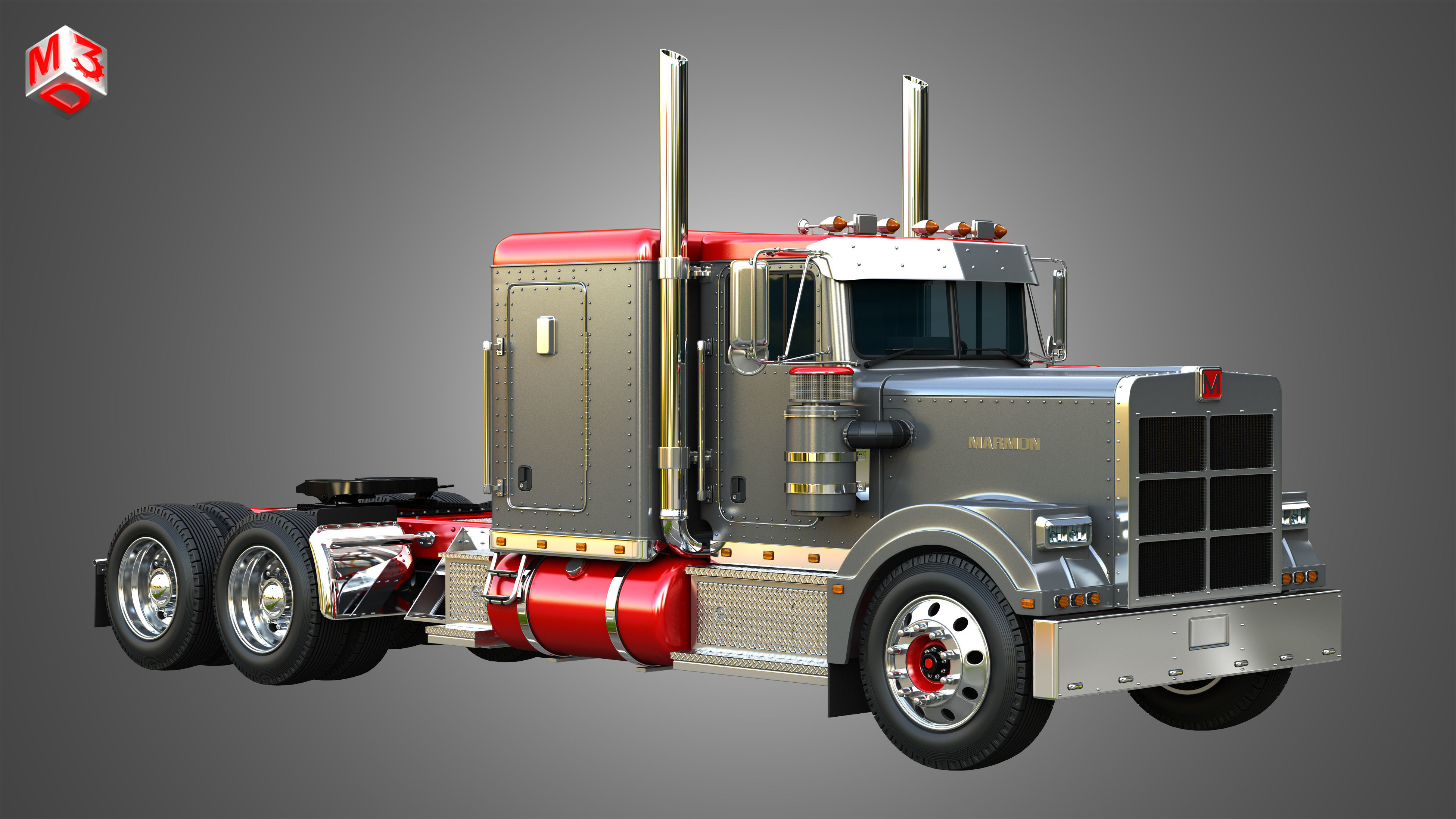 57P Semi Truck - Low Roof Sleeper Truck - Modified Version 3D model_2