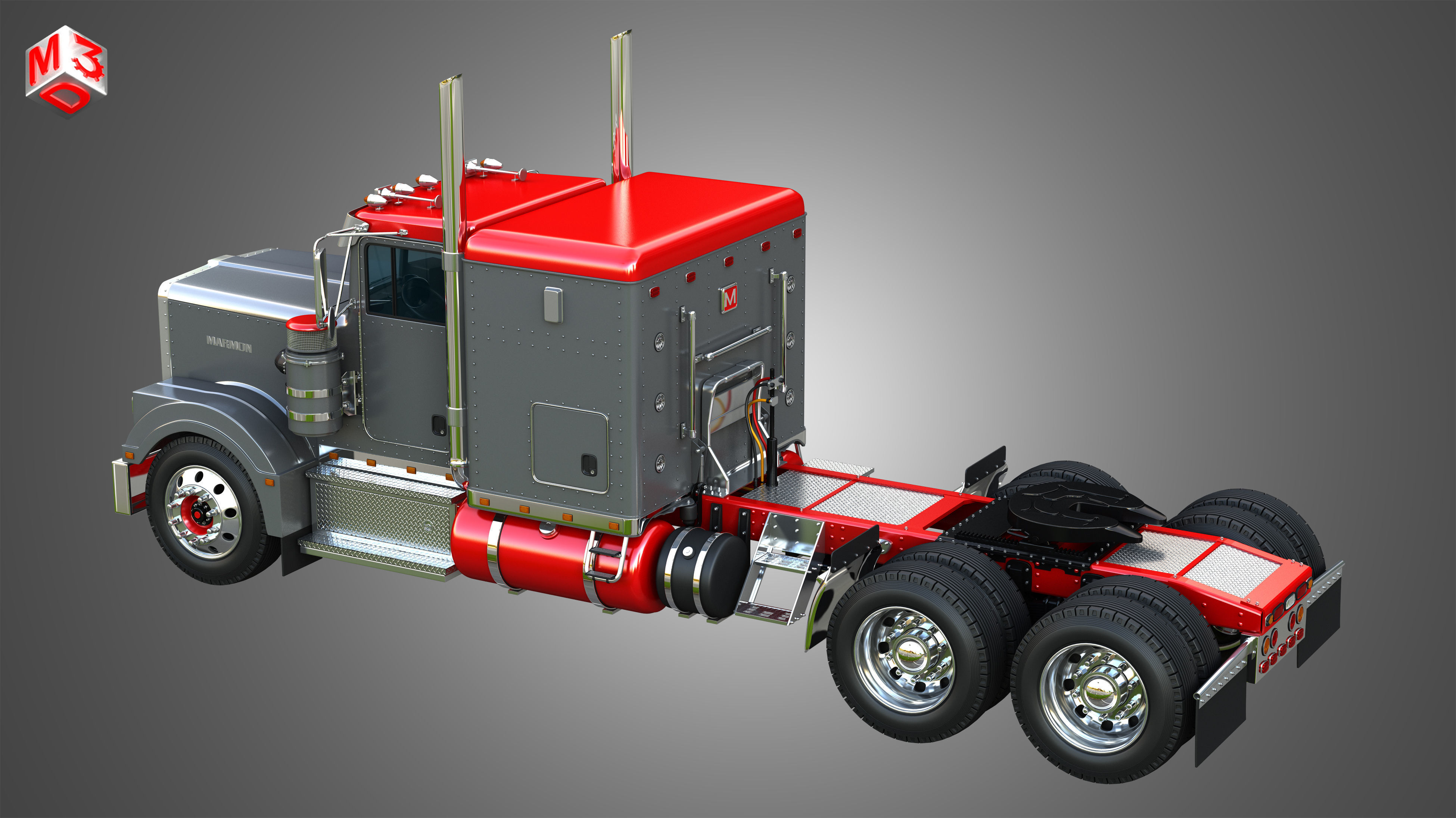 57P Semi Truck - Low Roof Sleeper Truck - Modified Version 3D model_13