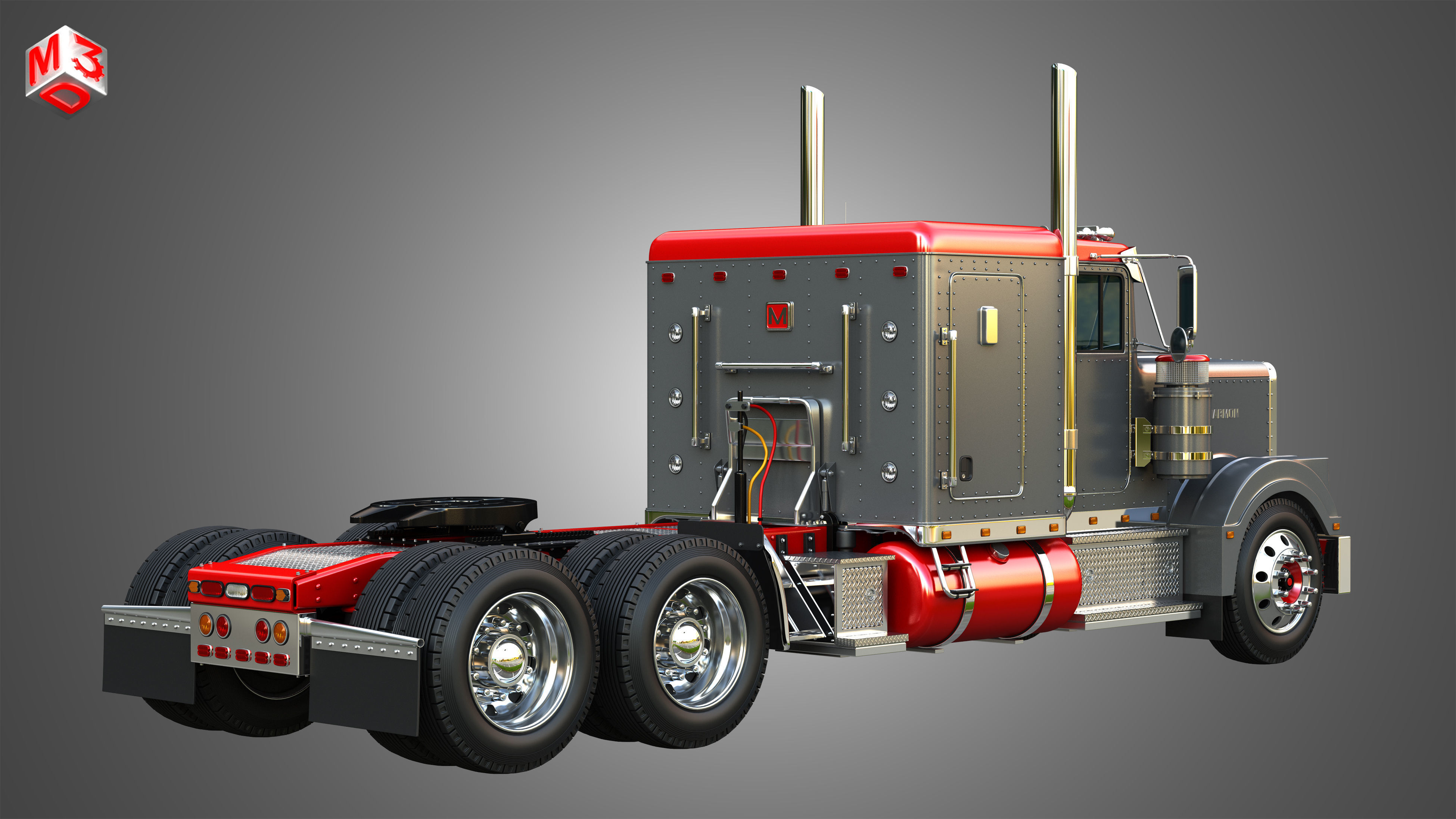 57P Semi Truck - Low Roof Sleeper Truck - Modified Version 3D model_1