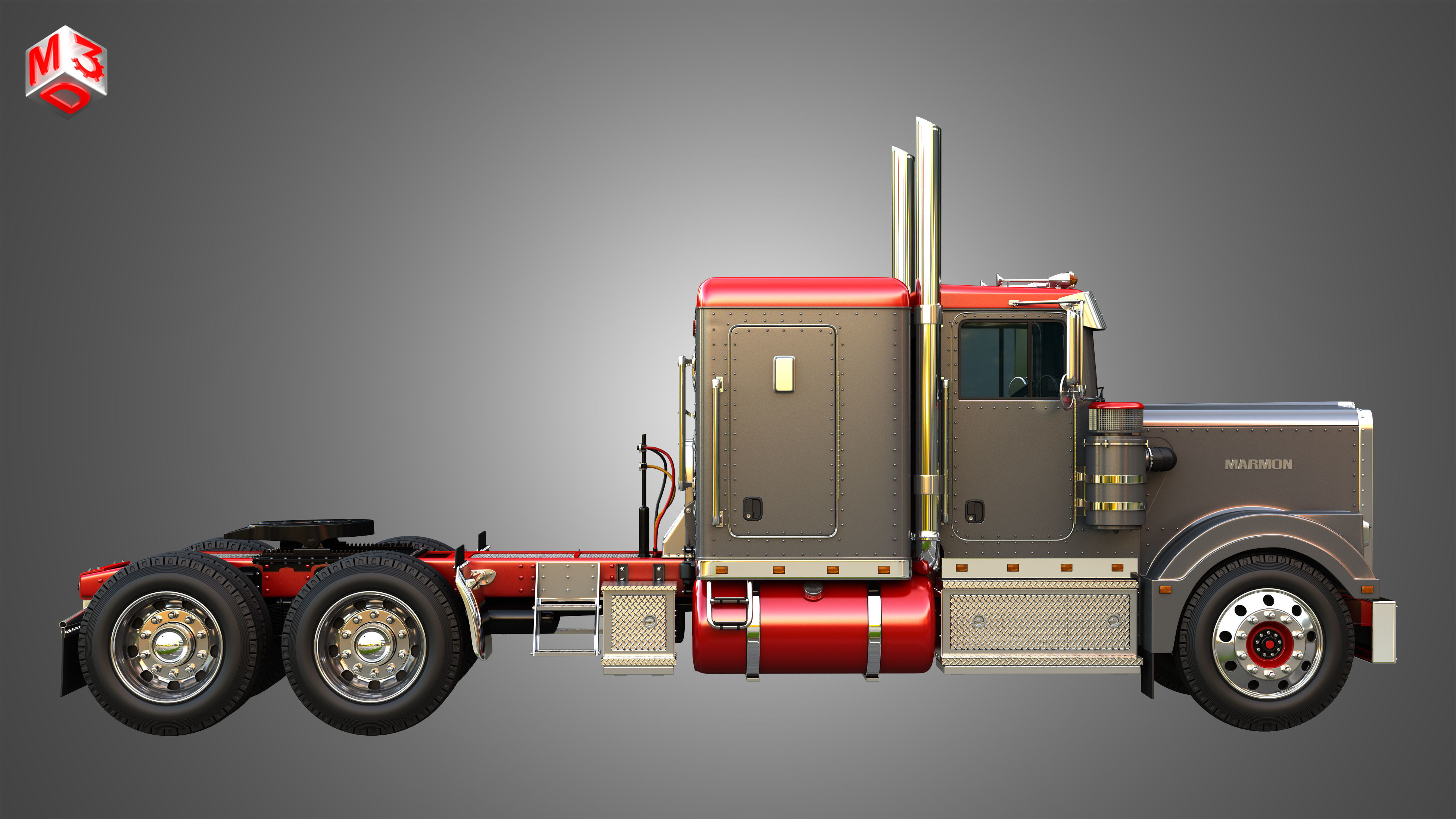 57P Semi Truck - Low Roof Sleeper Truck - Modified Version 3D model_5
