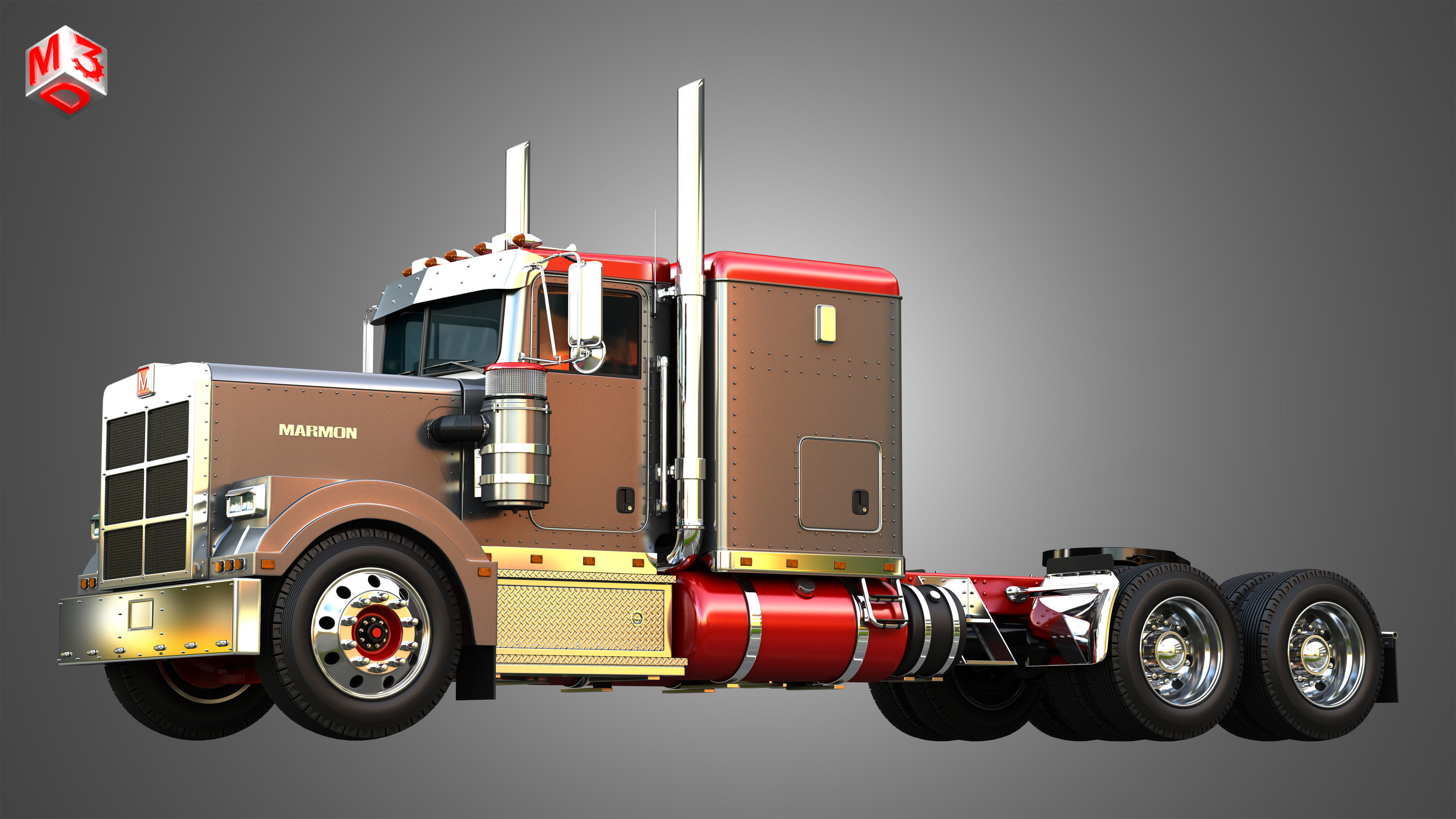 57P Semi Truck - Low Roof Sleeper Truck - Modified Version 3D model_6