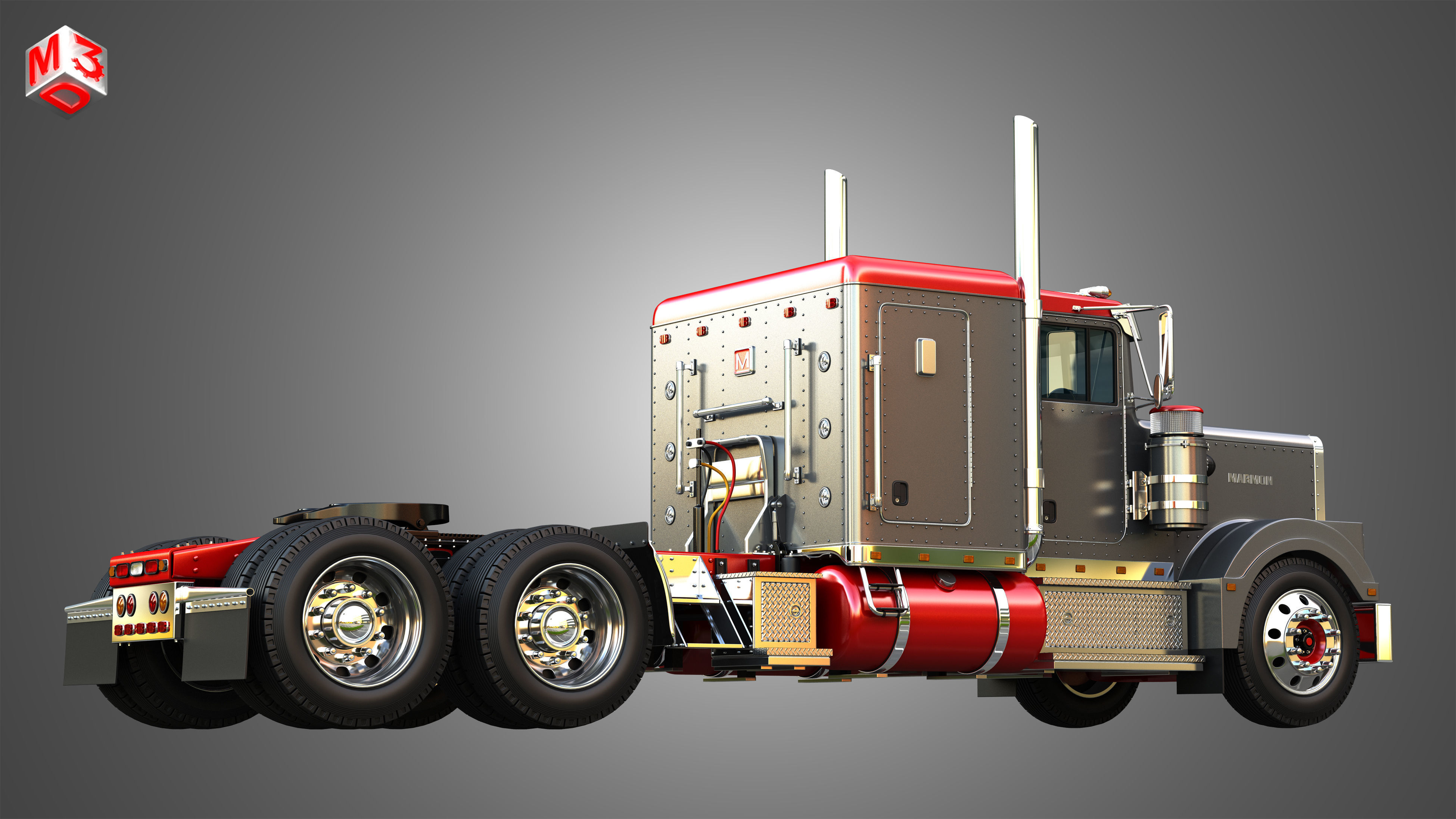 57P Semi Truck - Low Roof Sleeper Truck - Modified Version 3D model_7