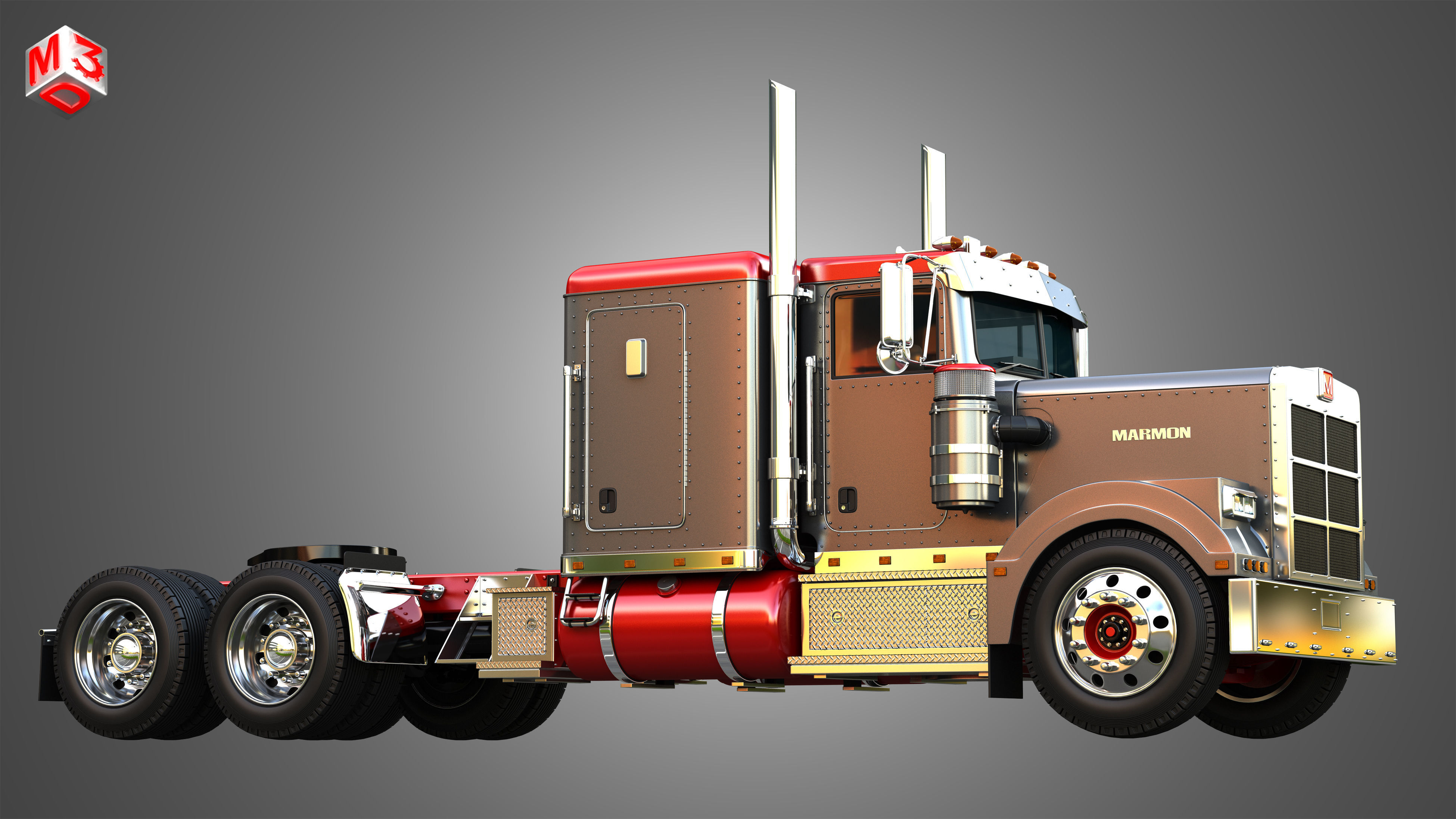 57P Semi Truck - Low Roof Sleeper Truck - Modified Version 3D model_8