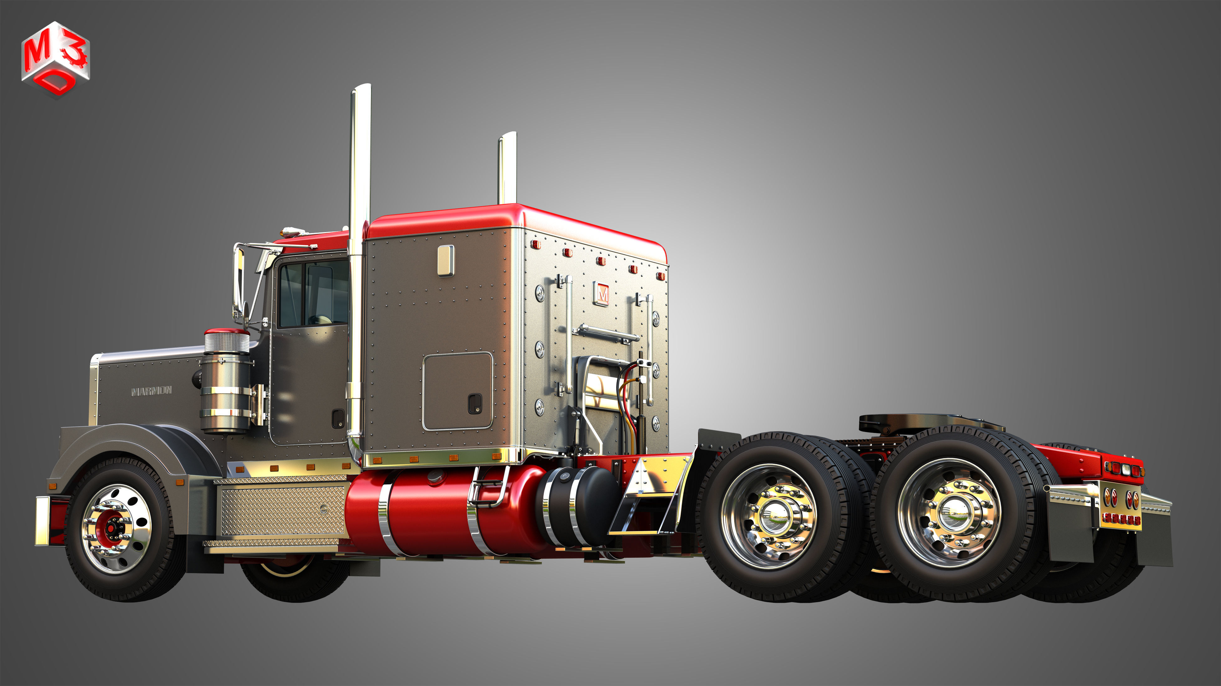 57P Semi Truck - Low Roof Sleeper Truck - Modified Version 3D model_9