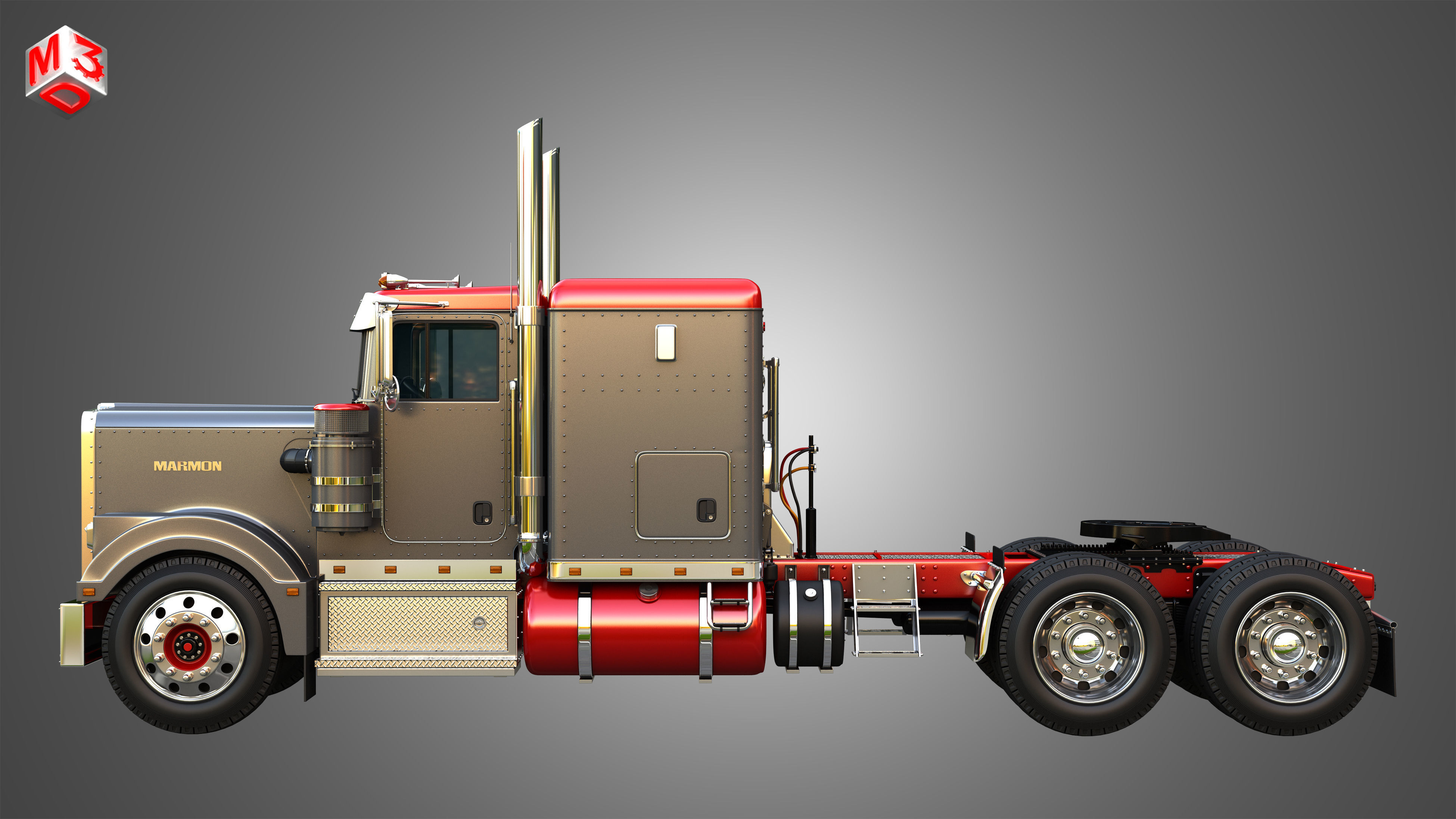 57P Semi Truck - Low Roof Sleeper Truck - Modified Version 3D model_4