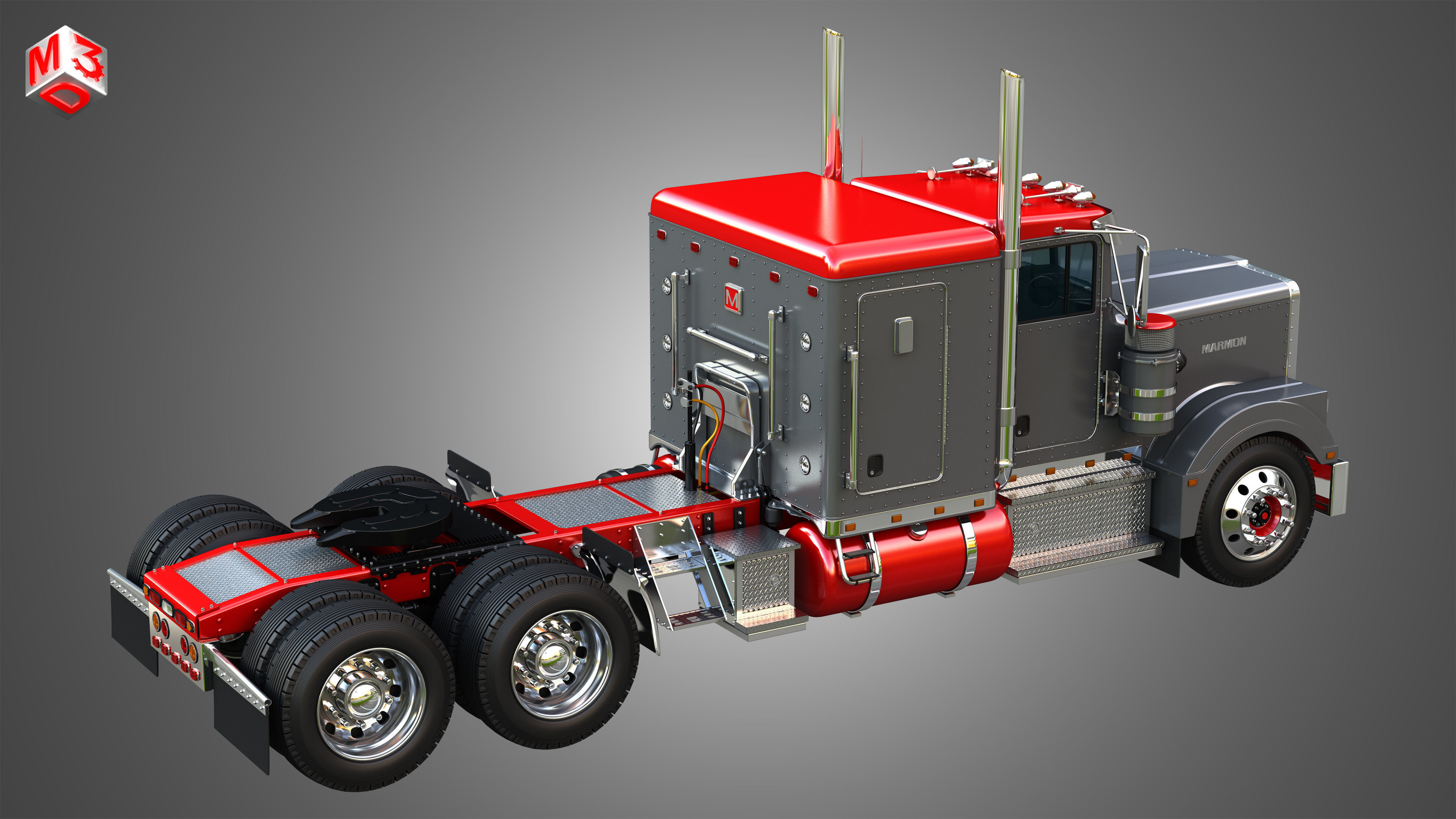 57P Semi Truck - Low Roof Sleeper Truck - Modified Version 3D model_11