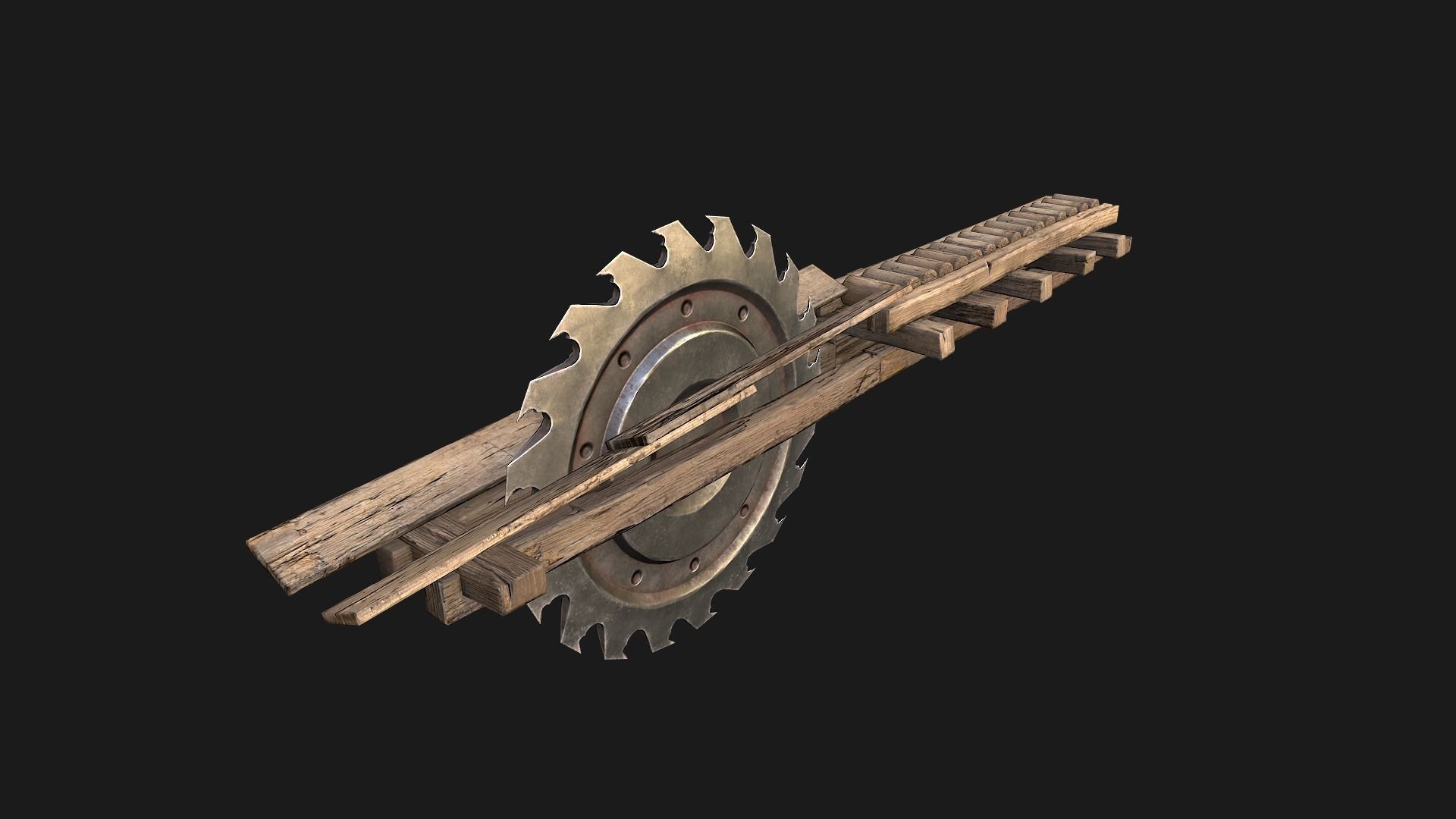 Sawmill Mechanism with Storage Low-poly 3D model_26