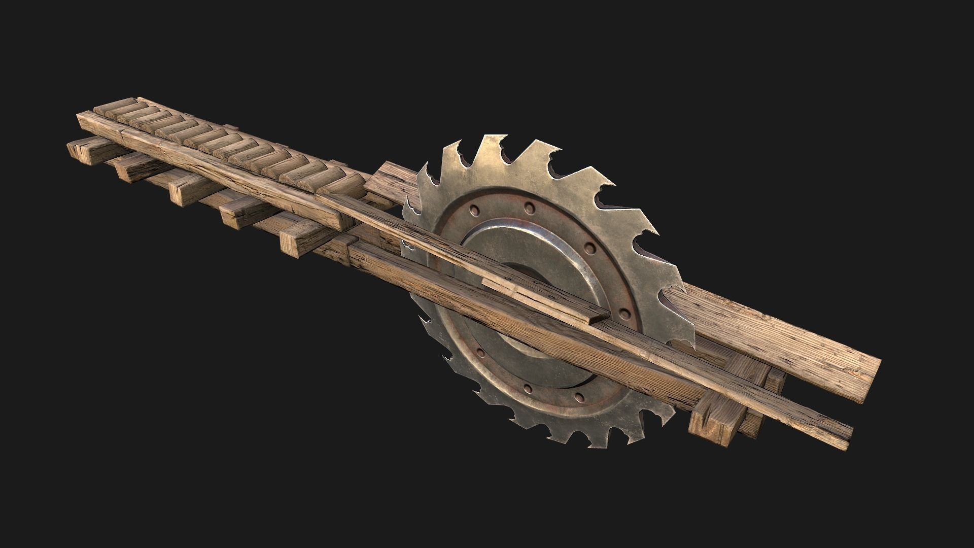 Sawmill Mechanism with Storage Low-poly 3D model_24