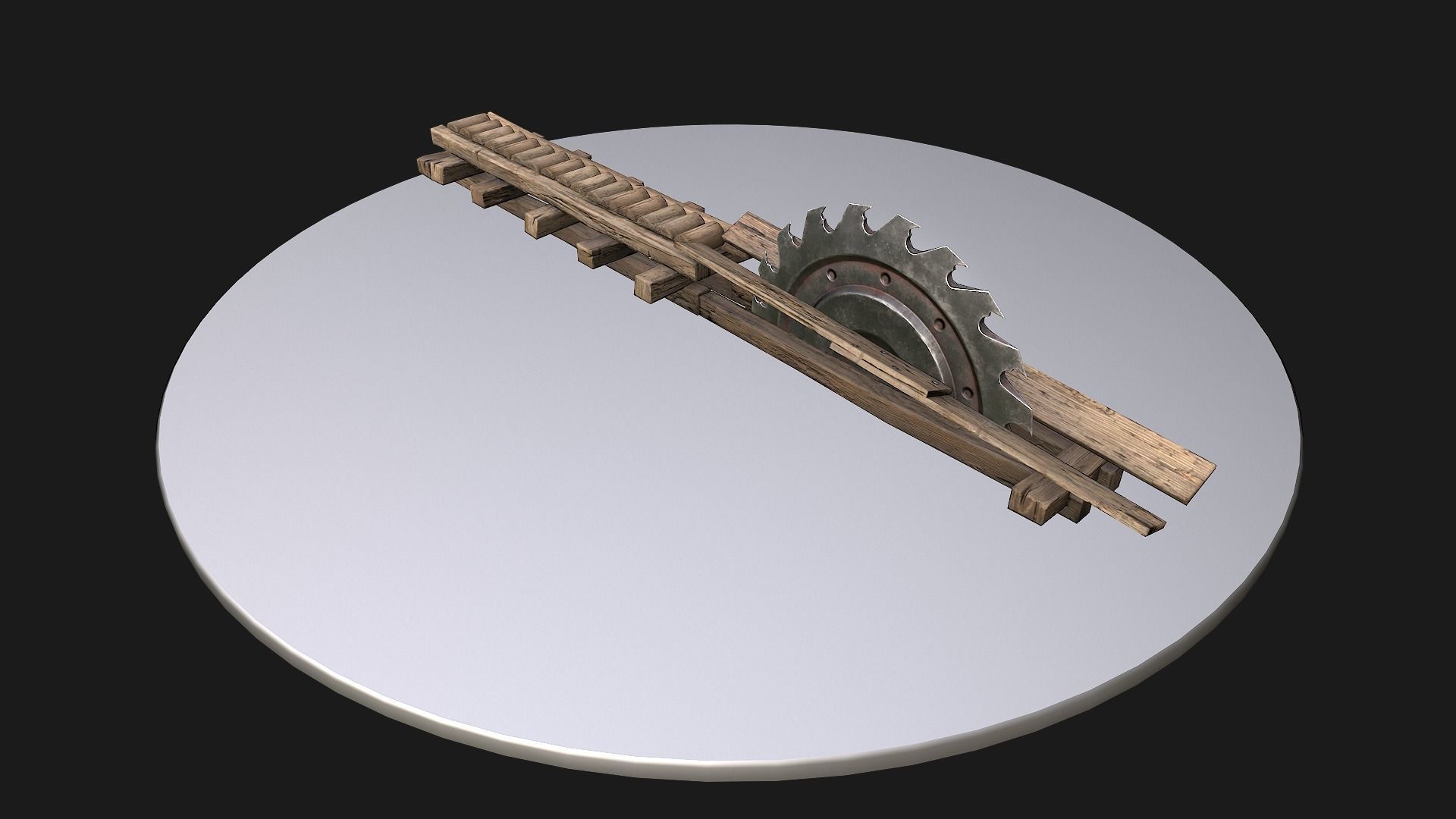 Sawmill Mechanism with Storage Low-poly 3D model_25
