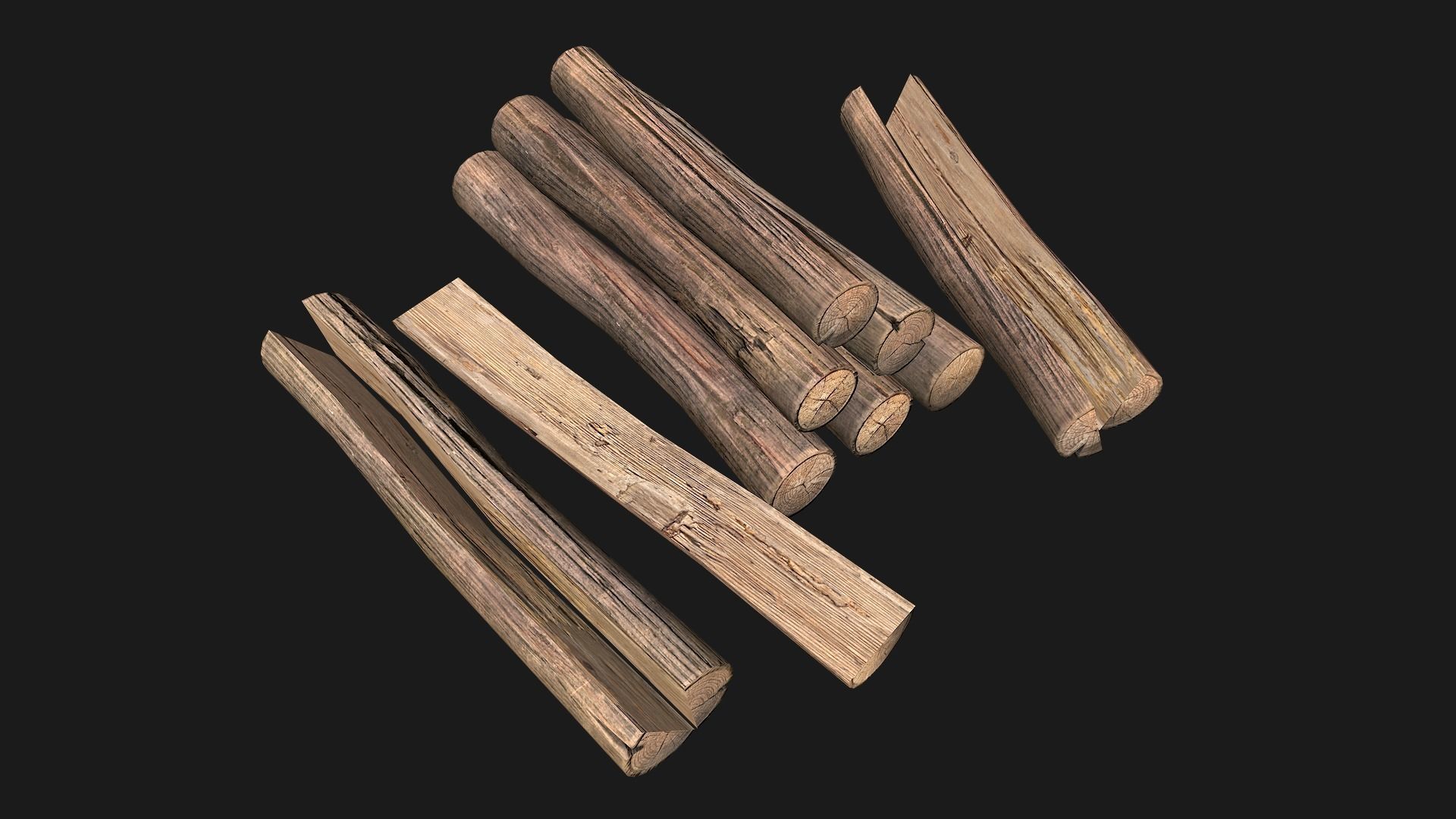 Sawmill Mechanism with Storage Low-poly 3D model_15