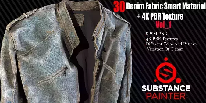 30 Denim Fabric Smart Material  4K PBR Texture Vol 1