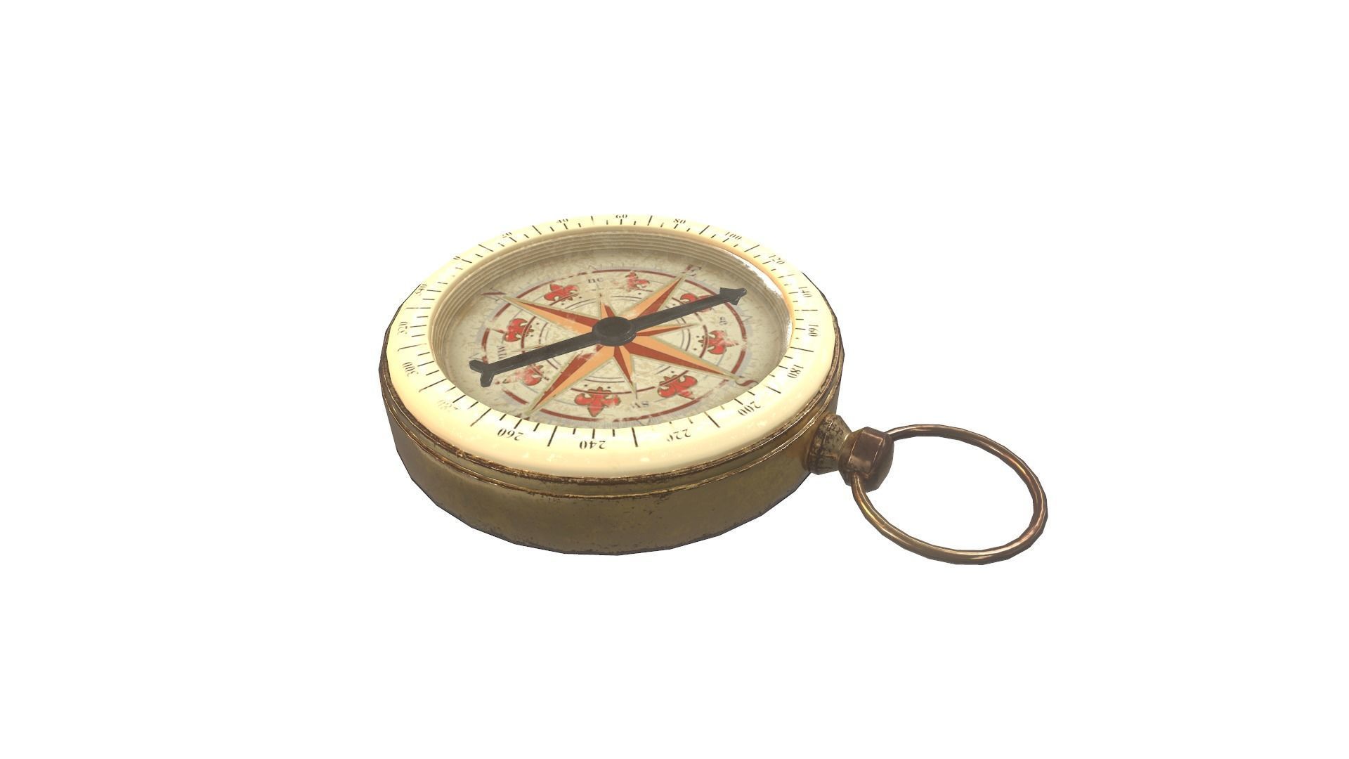 Vintage gold antique compass da1 Low-poly 3D model_7