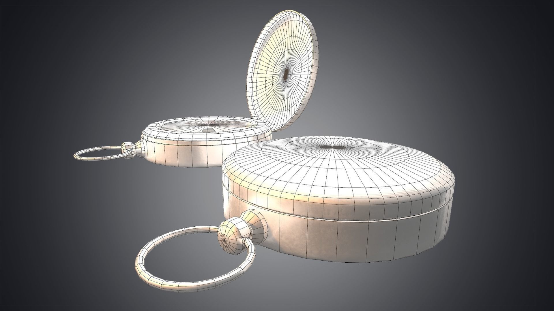 Vintage gold antique compass da1 Low-poly 3D model_24