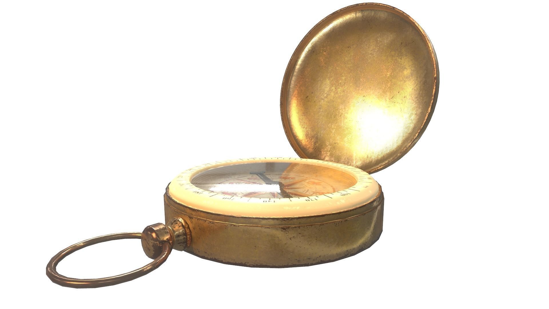 Vintage gold antique compass da1 Low-poly 3D model_3