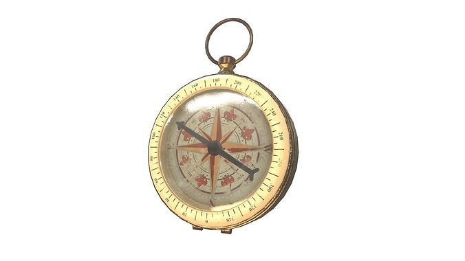 Vintage gold antique compass da1 Low-poly 3D model