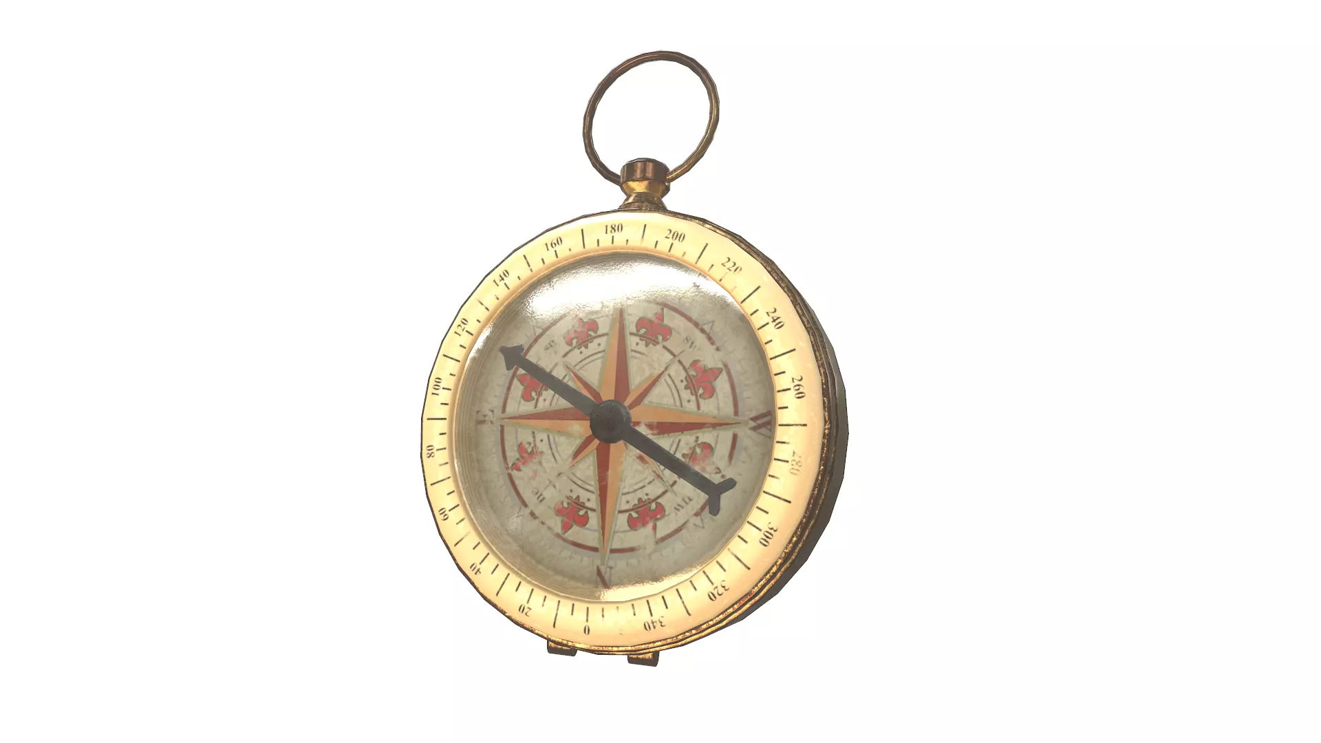 Vintage gold antique compass da1 Low-poly 3D model_0