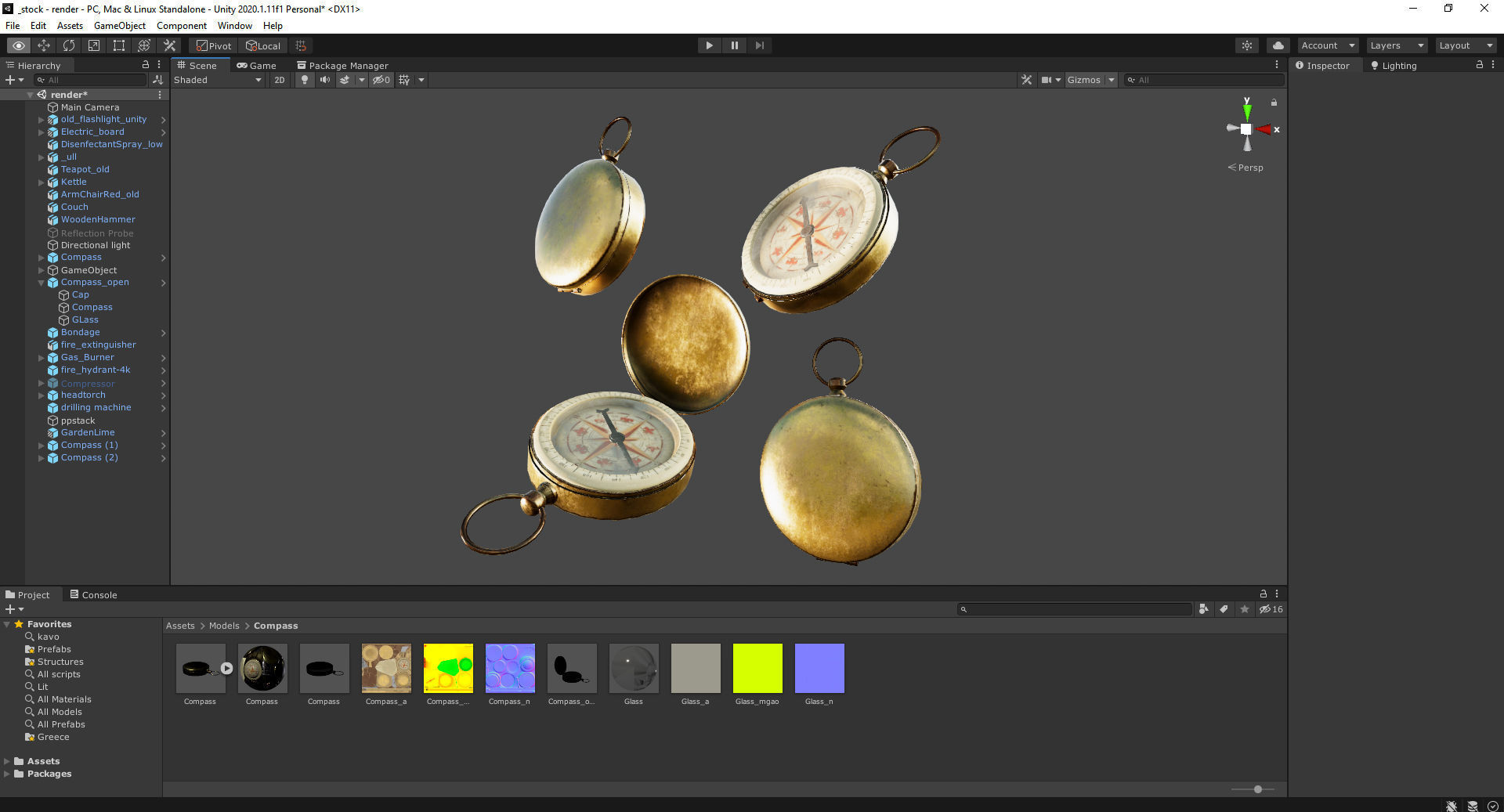 Vintage gold antique compass da1 Low-poly 3D model_23