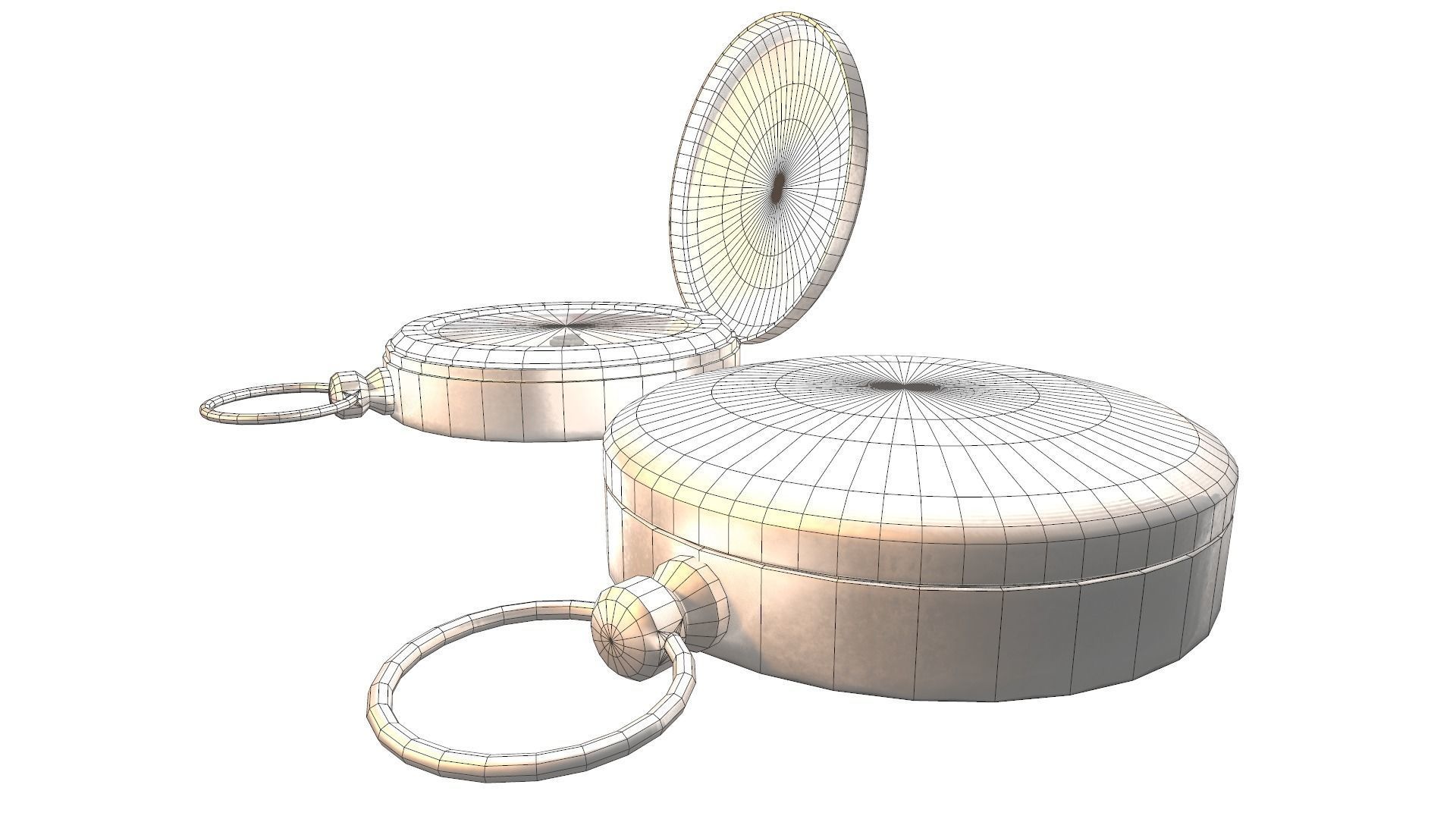 Vintage gold antique compass da1 Low-poly 3D model_12