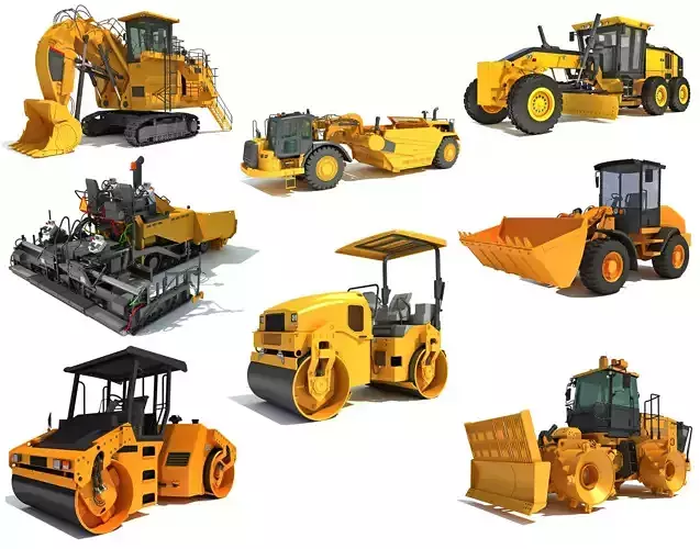 Heavy Construction Machinery 3D Model Collection