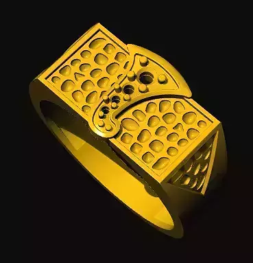 ganesh gold ring with square design