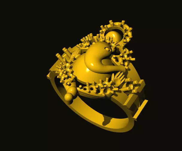 ganesh gold ring 3D print model_0